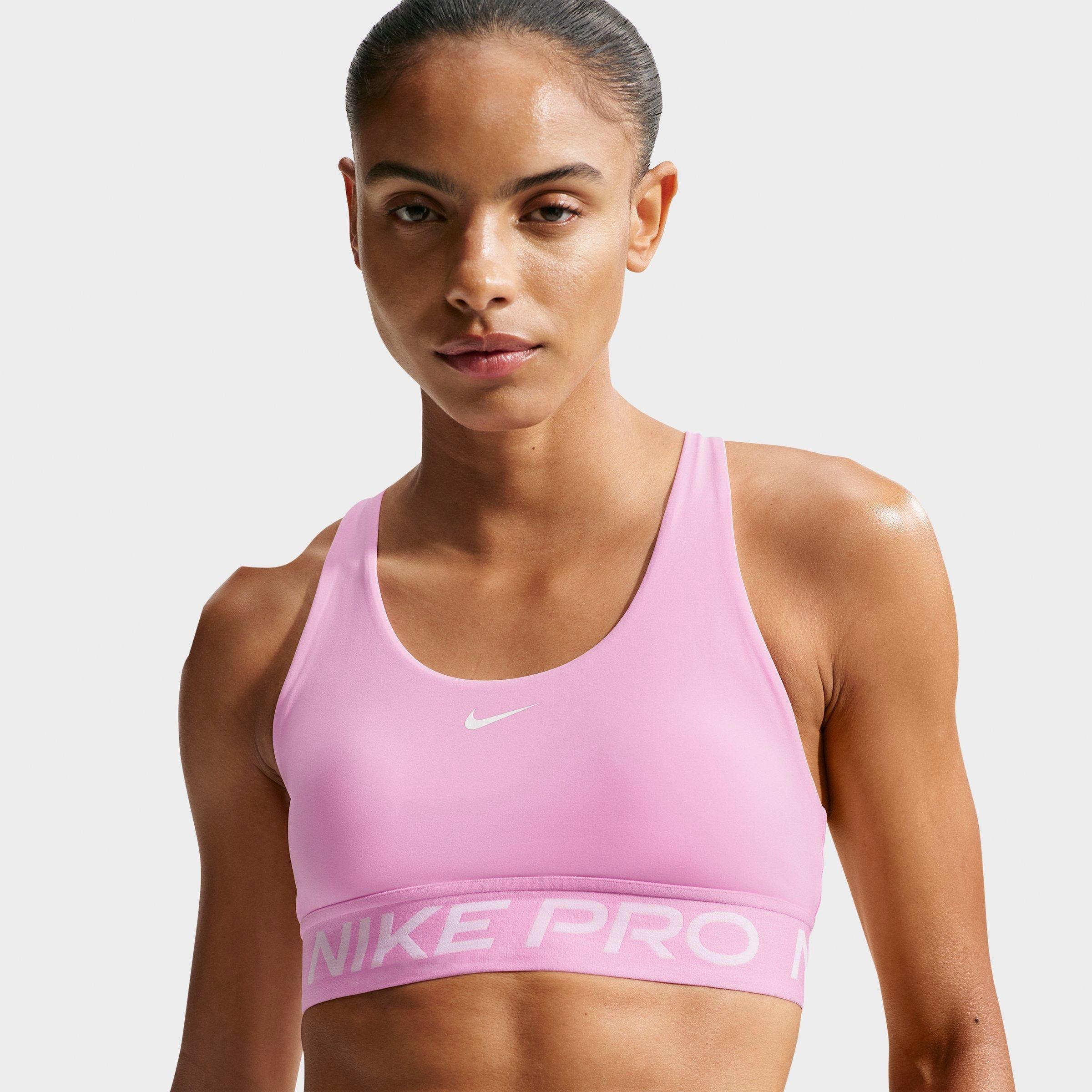 Nike Women's Pro 365 Light-Support Non-Padded Sports Bra in Pink Rise/White Size: Large