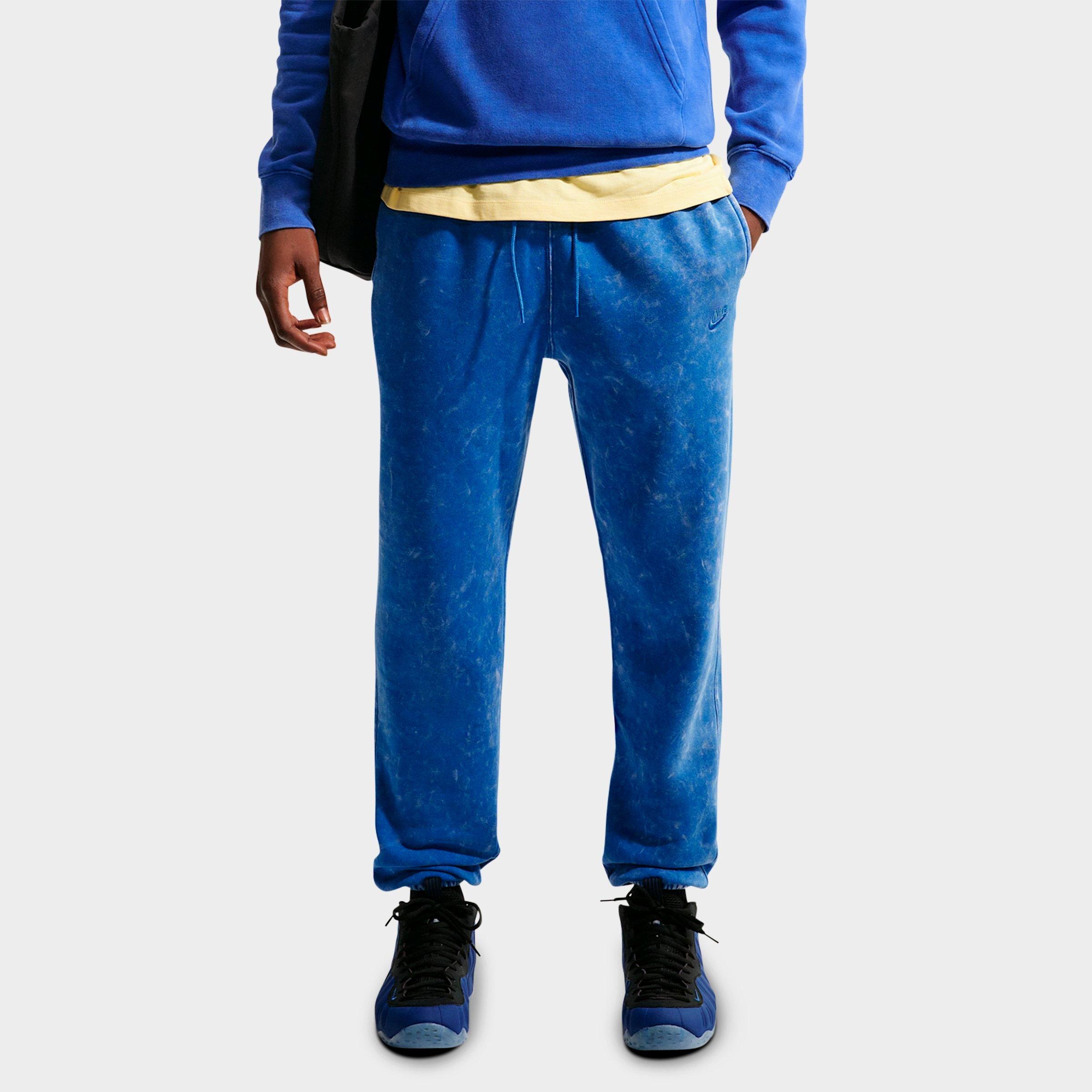 Nike Men's Sportswear Club Washed Cuffed Fleece Pants in Game Royal Size: Large
