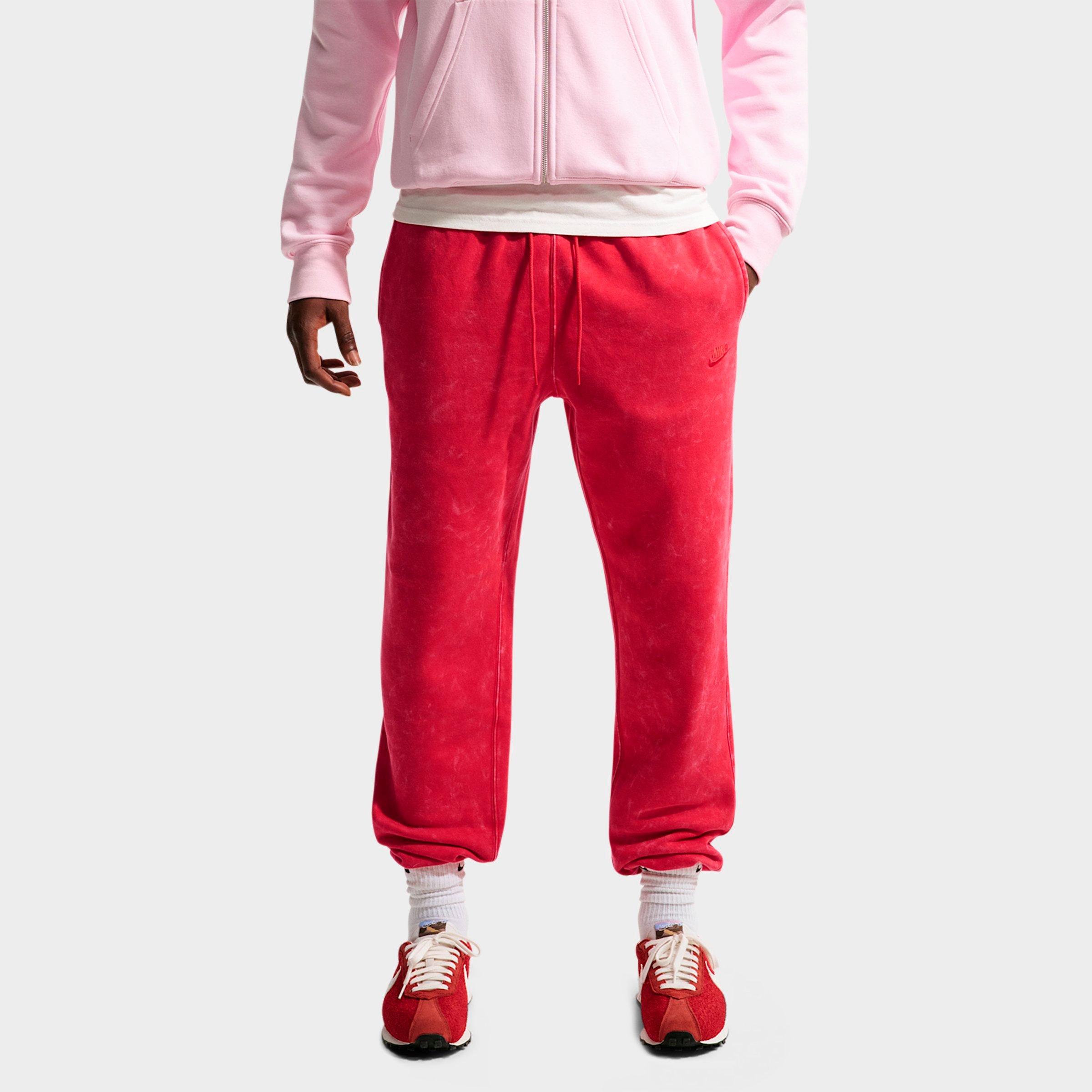 Nike Mens Sportswear Club Washed Cuffed Fleece Pants in University Red Size: 2XL