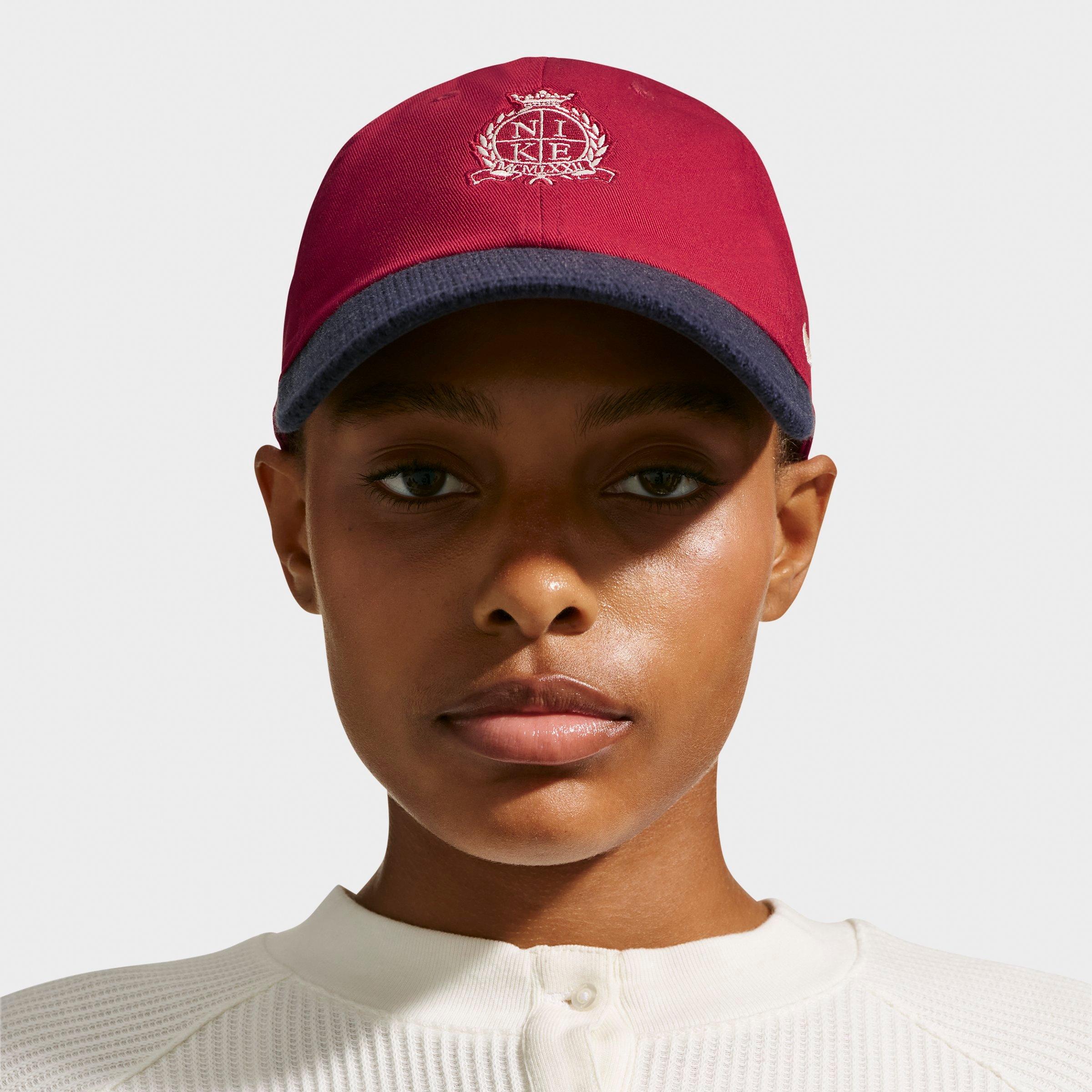 Nike Club Unstructured Knit Strapback Hat in Tough Red/Obsidian/Sanddrift Size: S-M