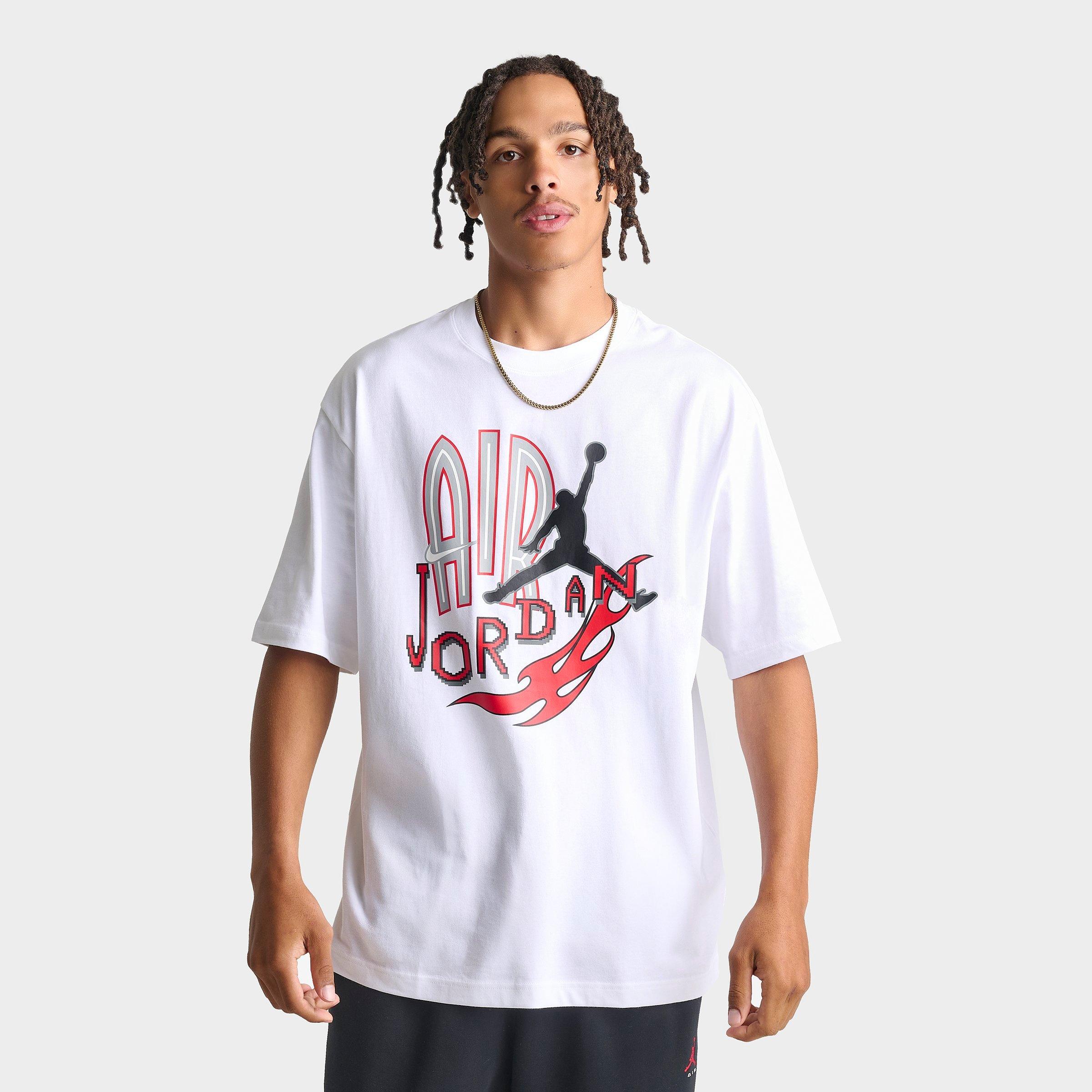 Jordan Men's Air Flames Graphic T-Shirt in White/University Red Size: XL