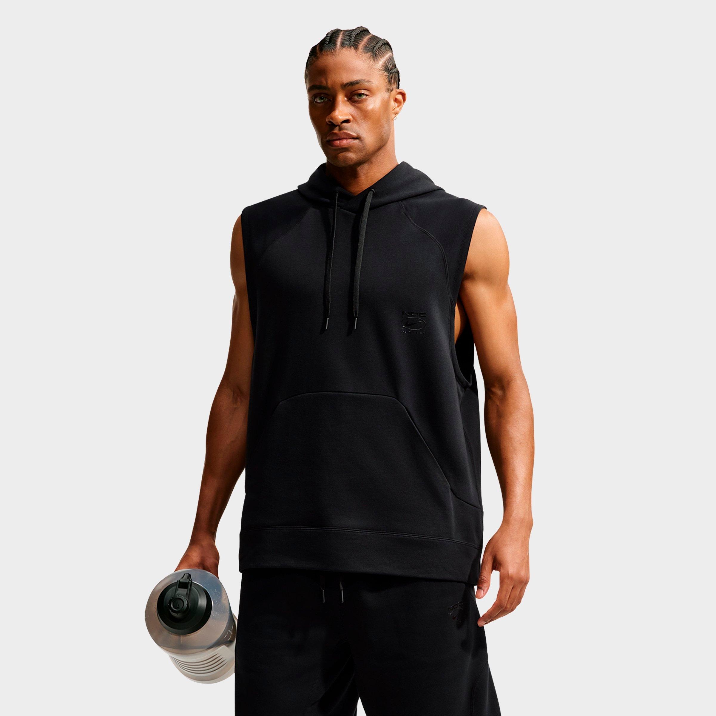 Nike Men's N. A.C. Dri-FIT Fleece Sleeveless Training Hoodie in Black Size: Medium