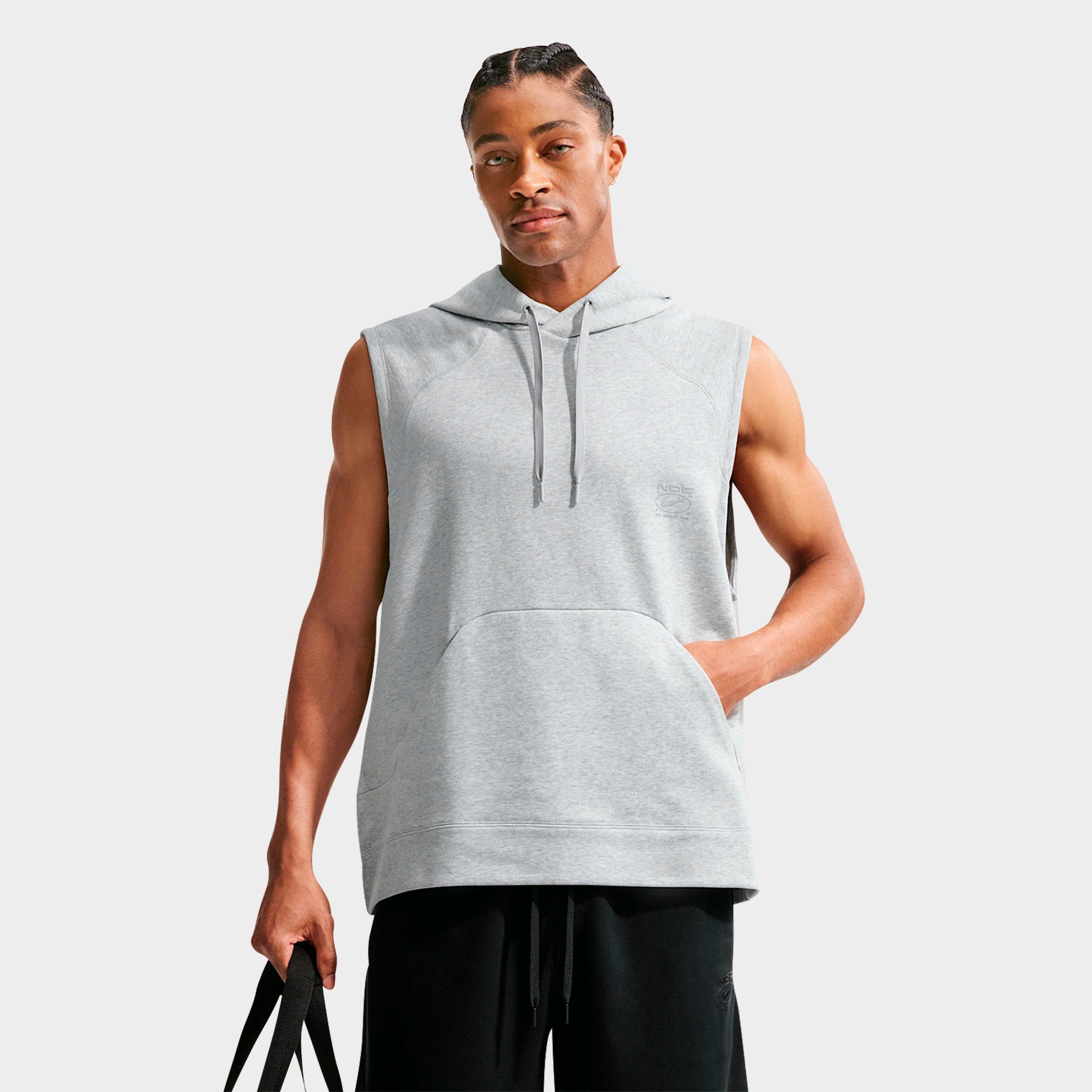 Nike Men's N. A.C. Dri-FIT Fleece Sleeveless Training Hoodie in Light Smoke Grey/Heather/Light Smoke Grey Size: 3XL