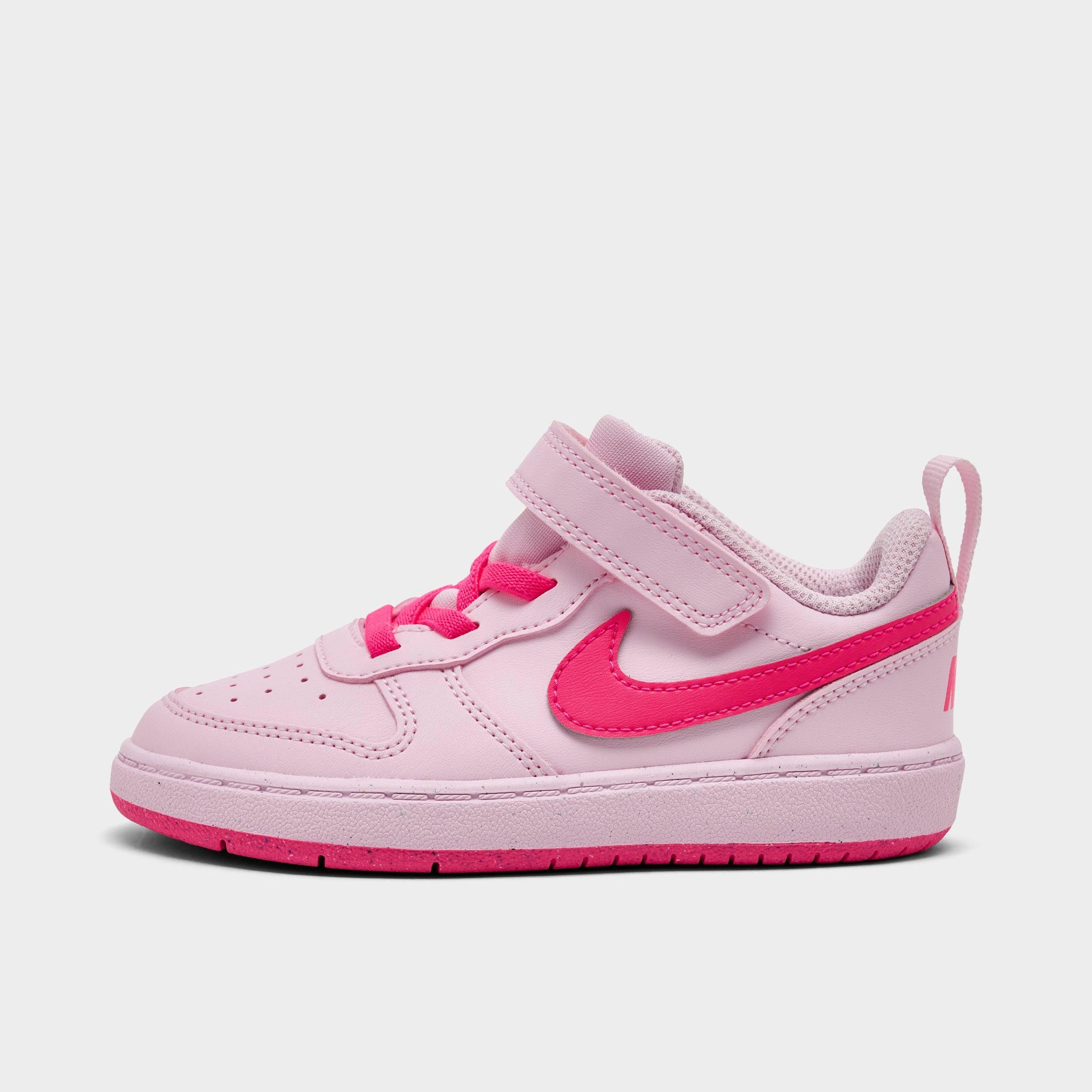 Nike Kids Toddler Court Borough Low Recraft Stretch Lace Casual Shoes in Pink Foam/White/Hyper Pink Size: 9.0