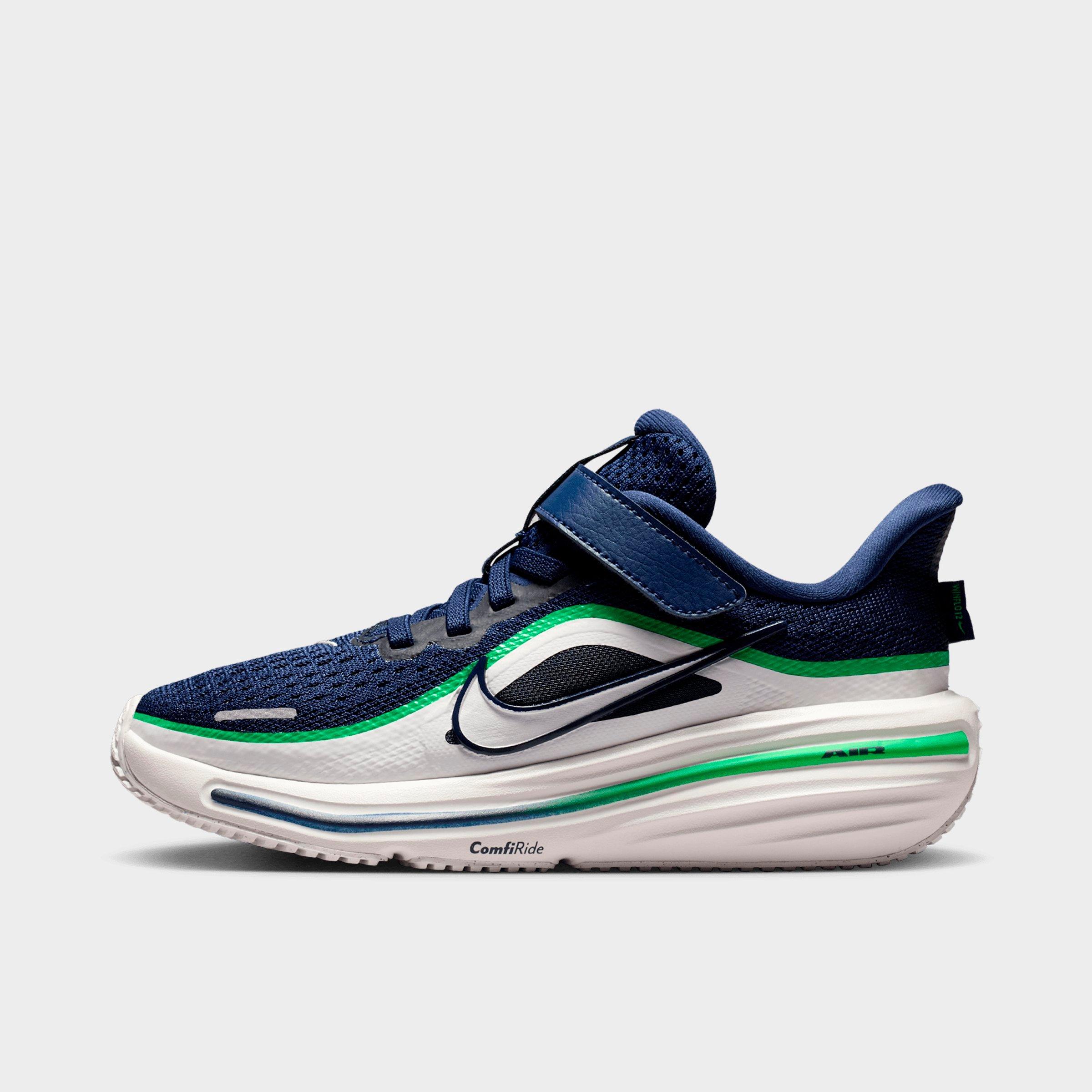 Nike Little Kids Winflo 12 Road Running Shoes in Midnight Navy/Green Spark/Summit White Size: 1.5