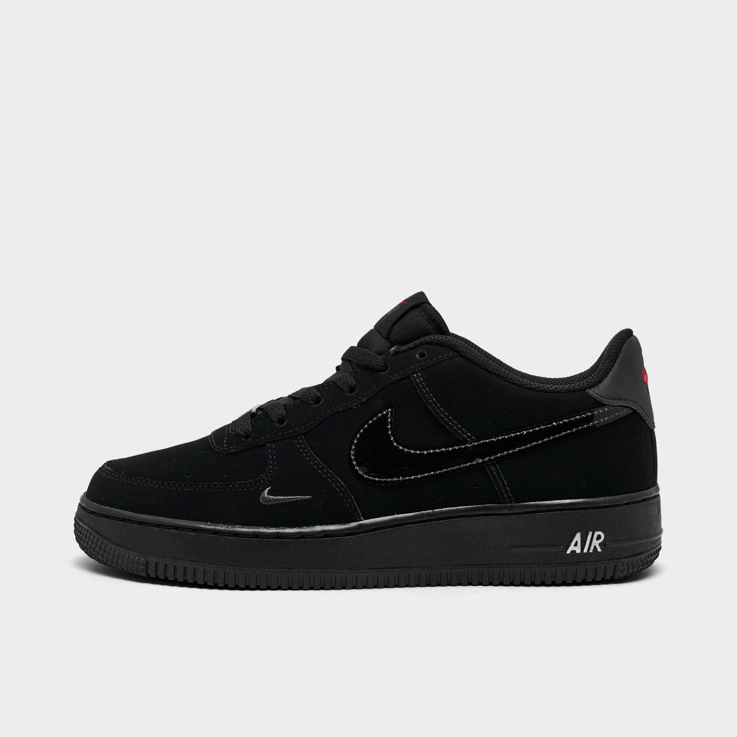 Nike Big Kids Air Force 1 Low Casual Shoes in Black/Dark Smoke Size: 4.0
