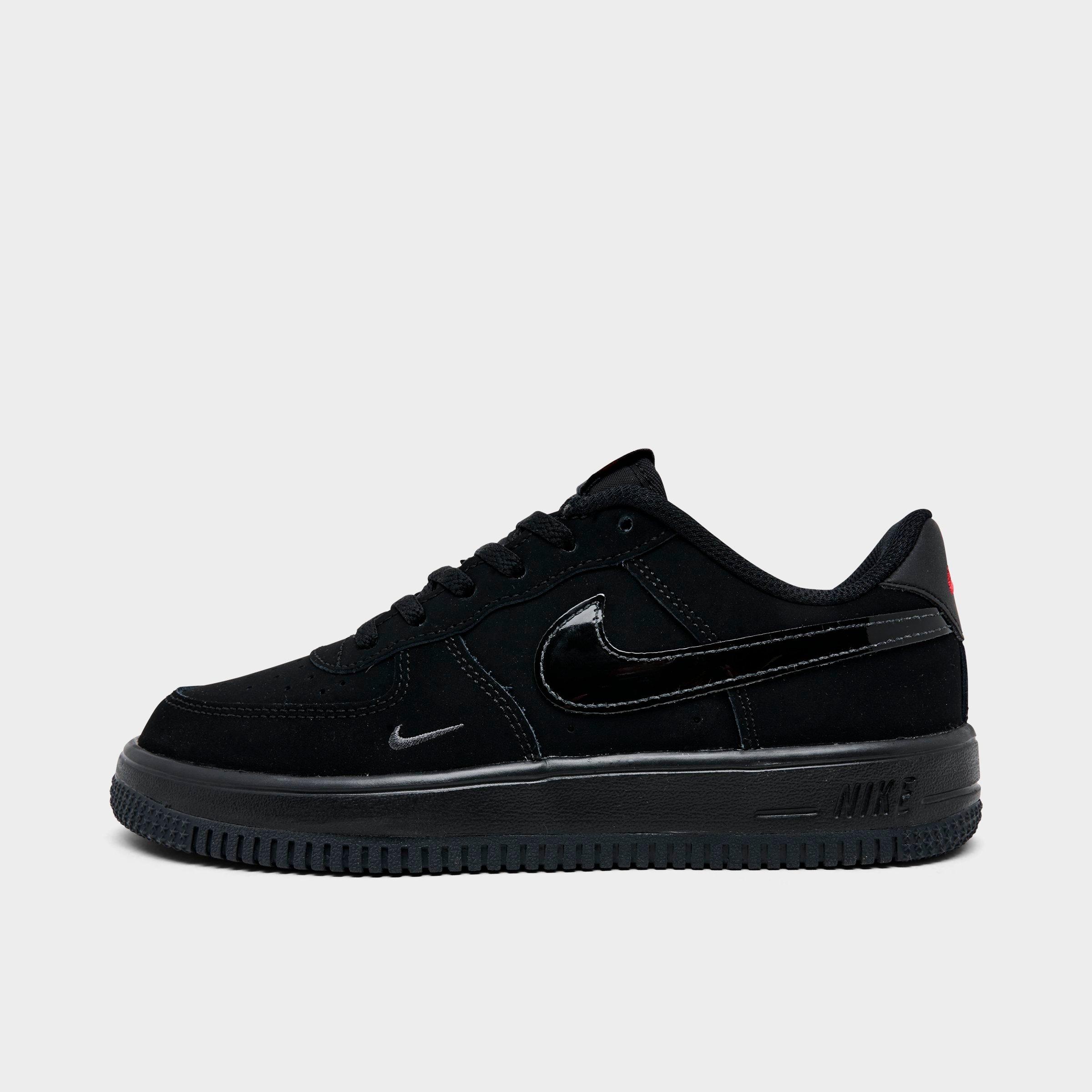 Nike Little Kids Force 1 Low Casual Shoes in Black/Smoke Grey/Dark Smoke Grey Size: 2.0