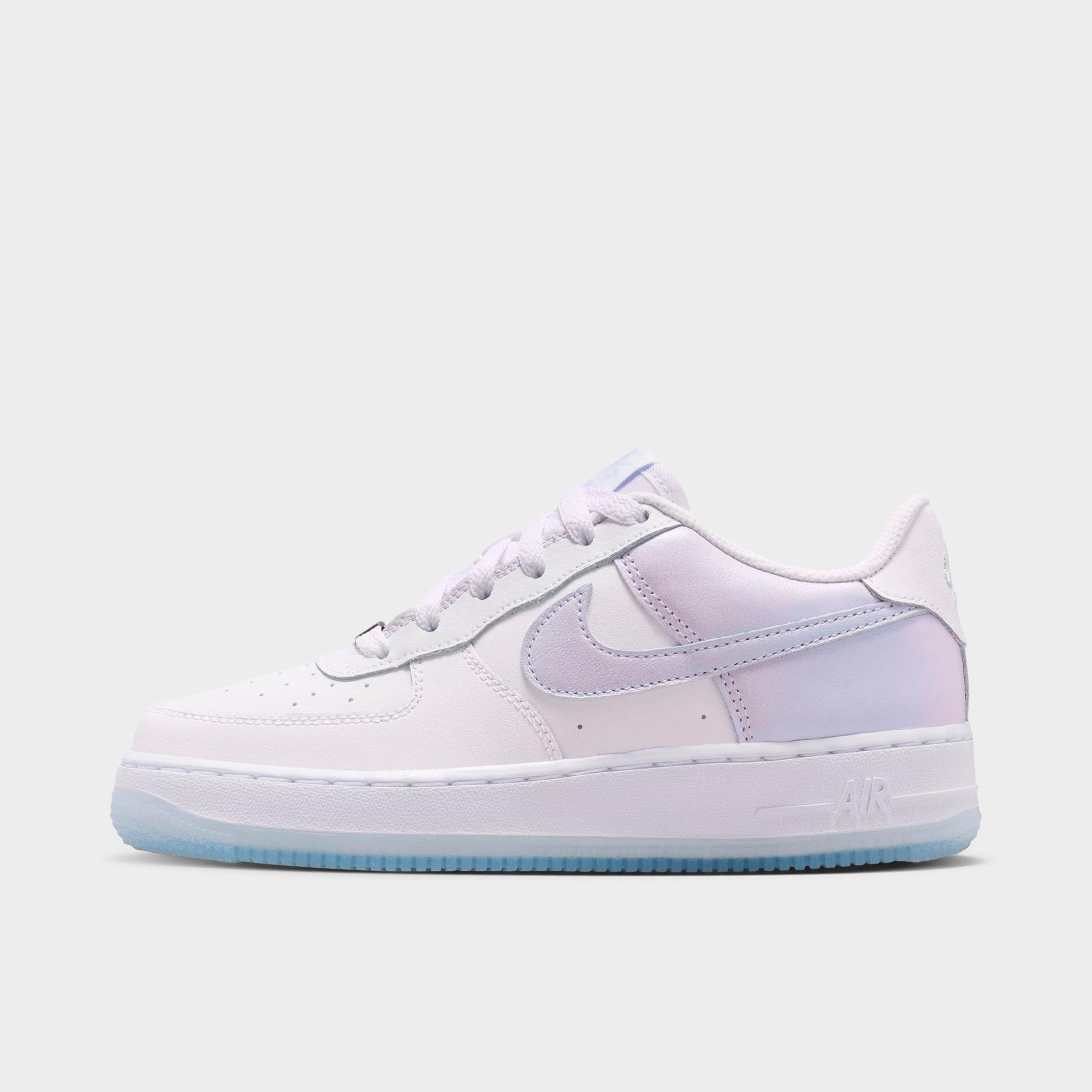 Nike Boys Big Kids Air Force 1 Casual Shoes in White/Blue Tint/Metallic Silver Size: 4.5