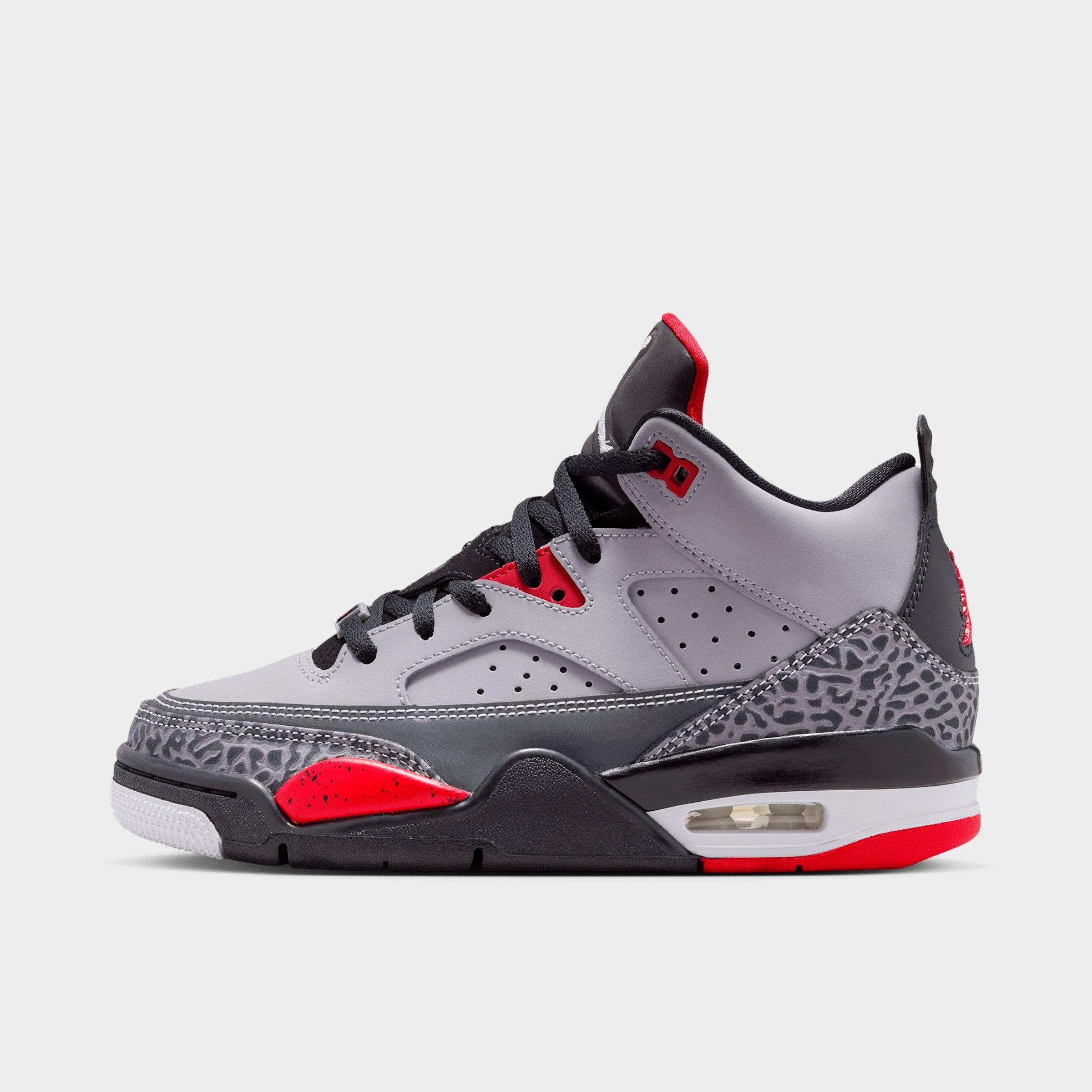 Jordan Big Kids Air Son of Mars Low Casual Shoes in Cement Grey/Black/Fire Red Size: 5.5