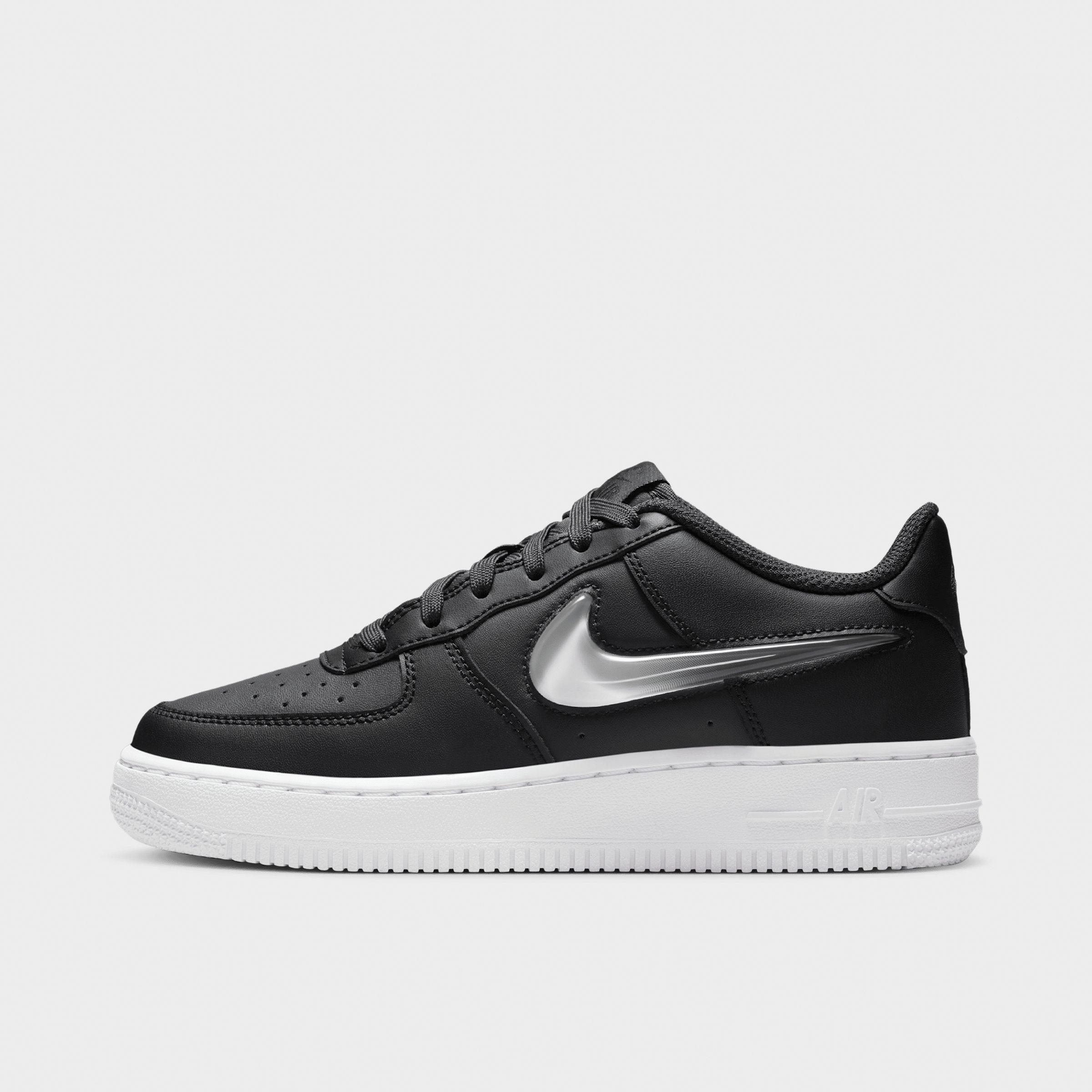 Nike Big Kids Air Force 1 Low Casual Shoes in Dark Smoke Grey/Black/White Size: 5.0