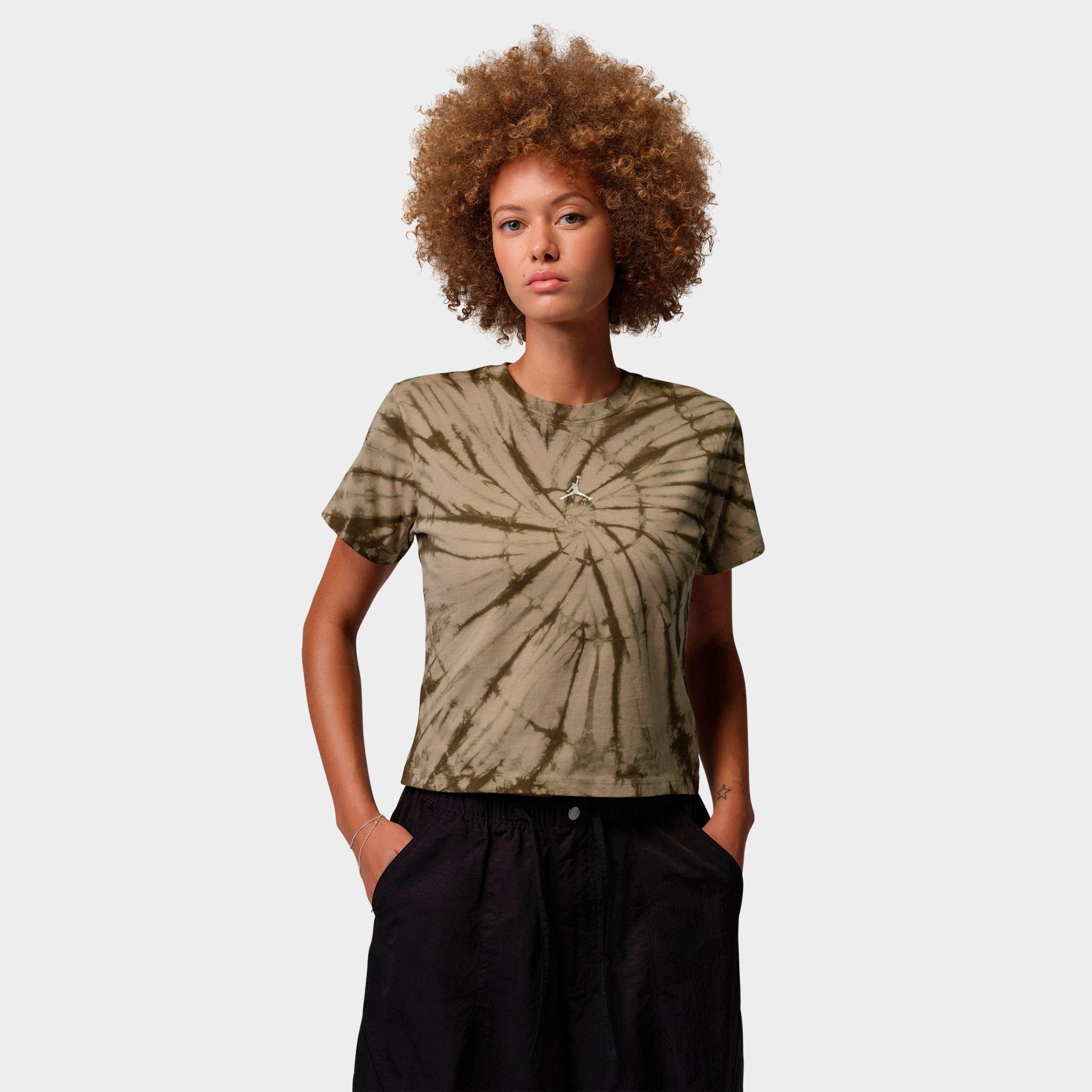 Jordan Women's Brooklyn All-over Print Graphic T-Shirt in Khaki/Pale Ivory Size: Small