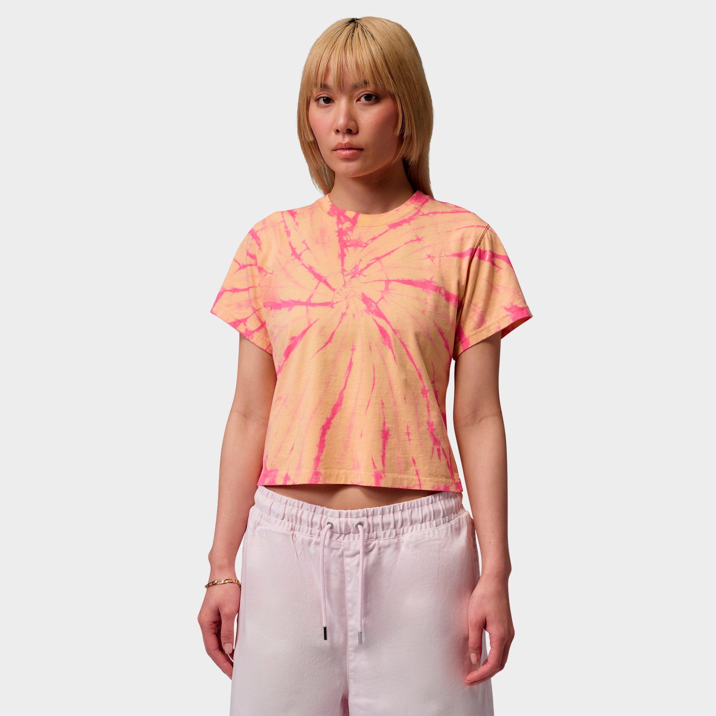 Nike Womens Jordan Brooklyn All-over Print Graphic T-Shirt in Lemon Wash/Pinksicle Size: Small