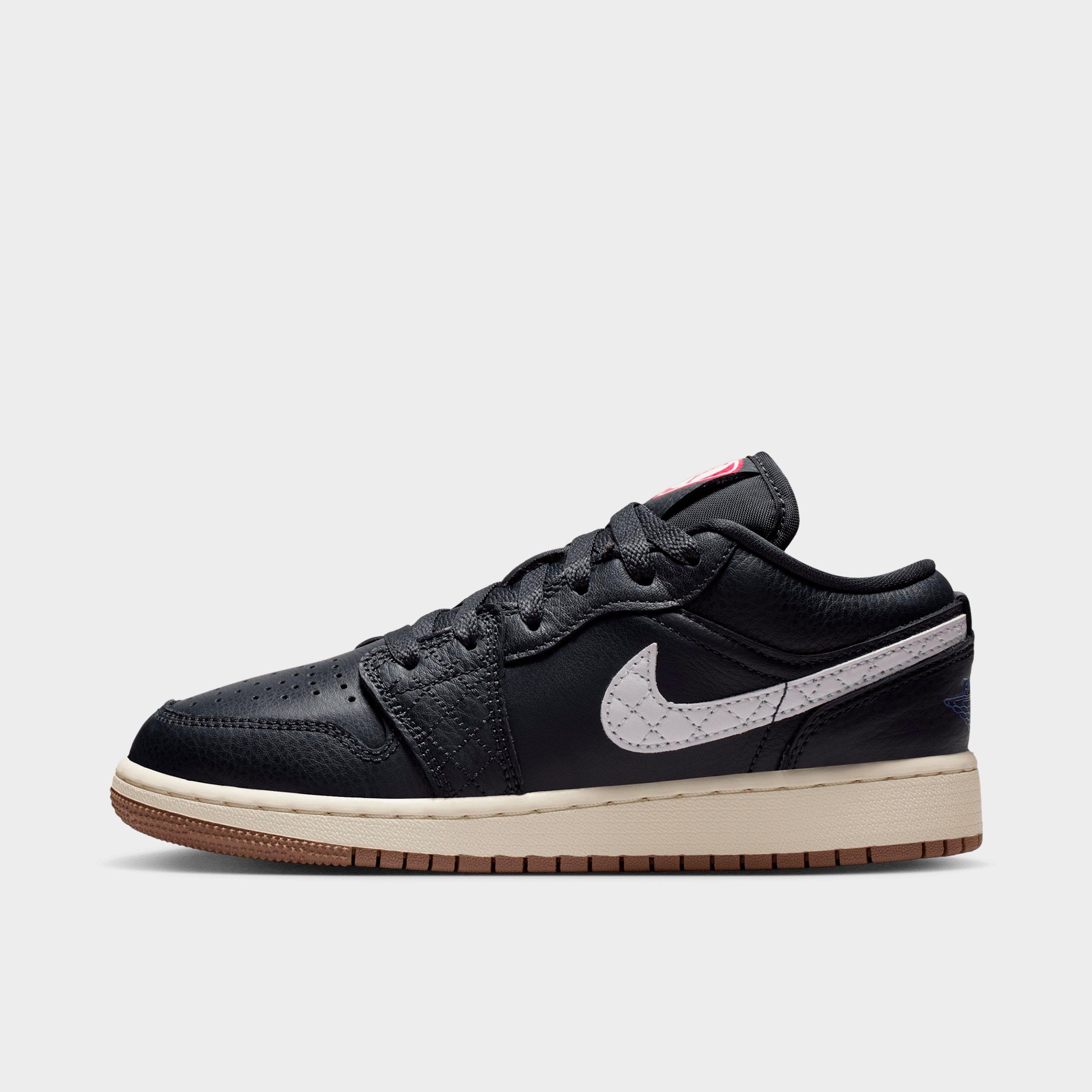 Jordan Big Kids Air Retro 1 Low SE Casual Shoes in Off Noir/University Red/Game Royal Size: 4.5