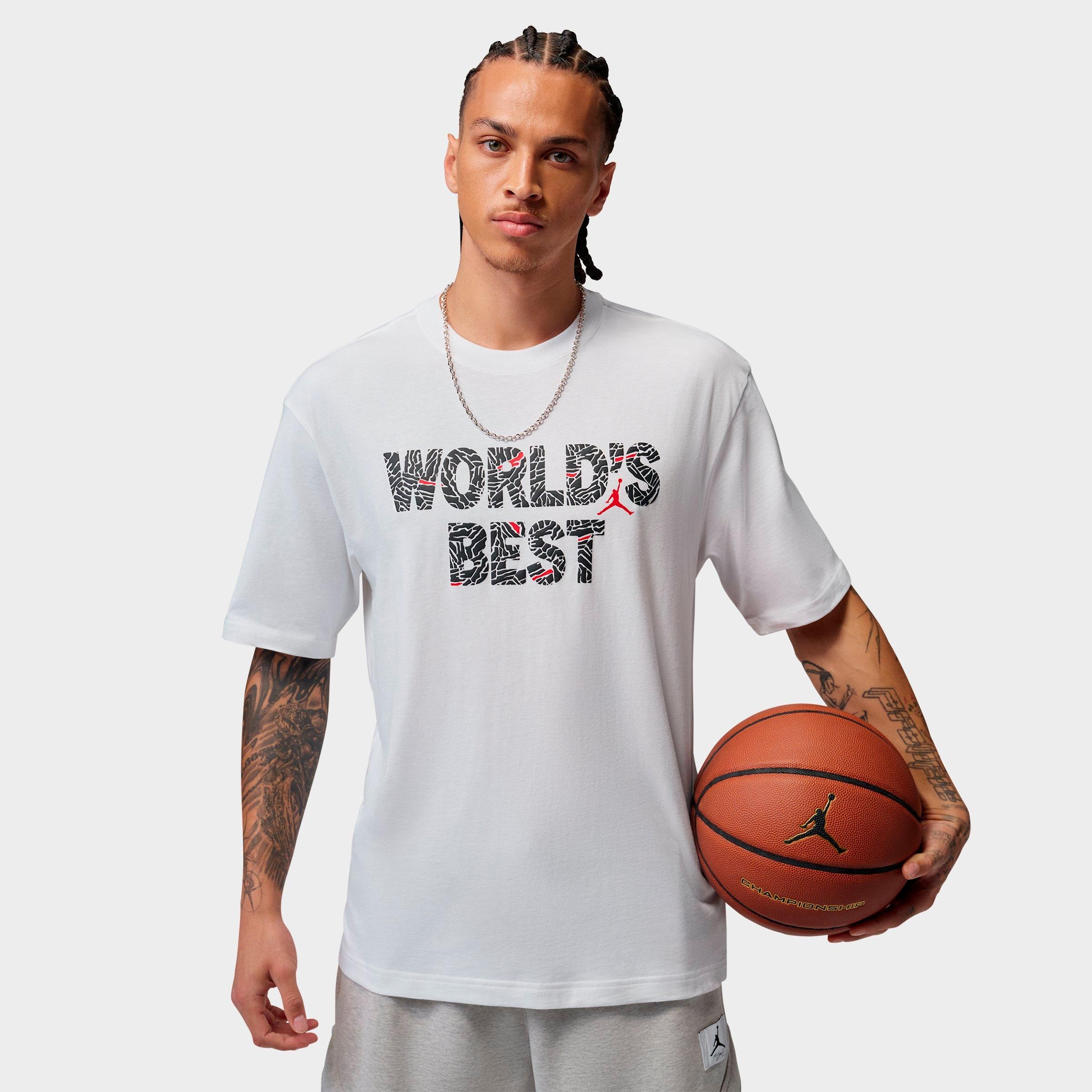 Jordan Men's Brooklyn World's Best T-Shirt in White/University Red Size: Medium
