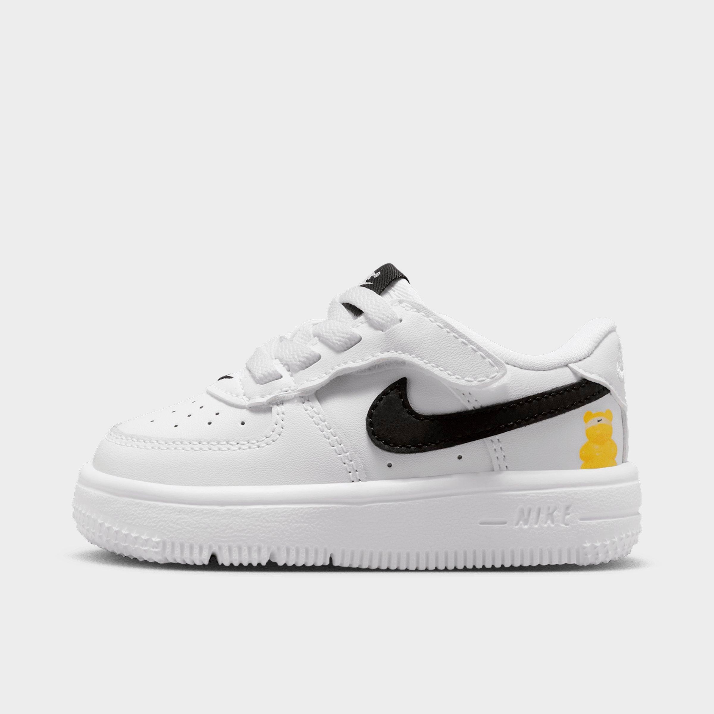 Nike Kids Toddler Force 1 Low EasyOn Casual Shoes in White/Black Size: 6.0