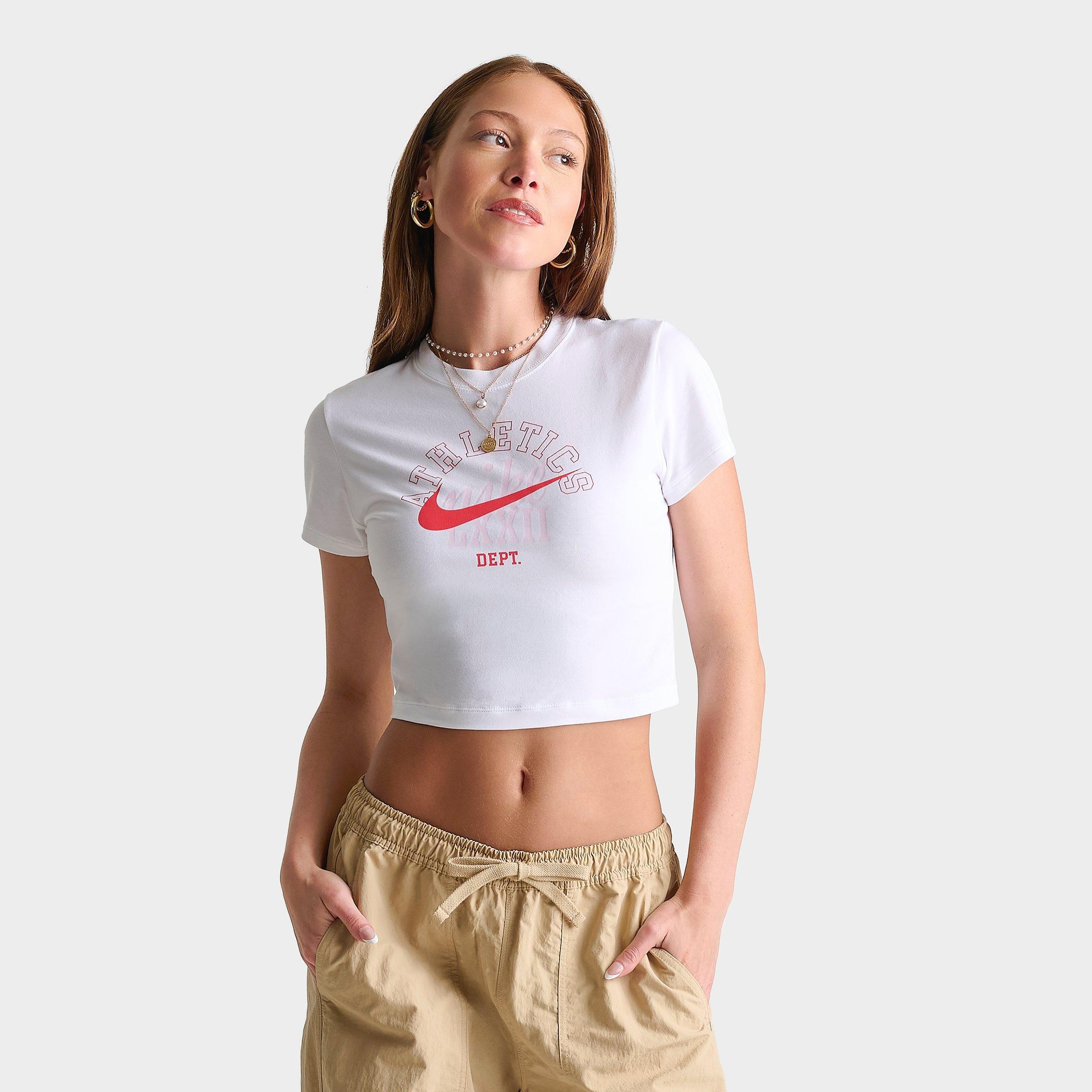 Nike Women's Sportswear Chill Knit Athletics Dept. Slim Cropped T-Shirt in White Size: Medium