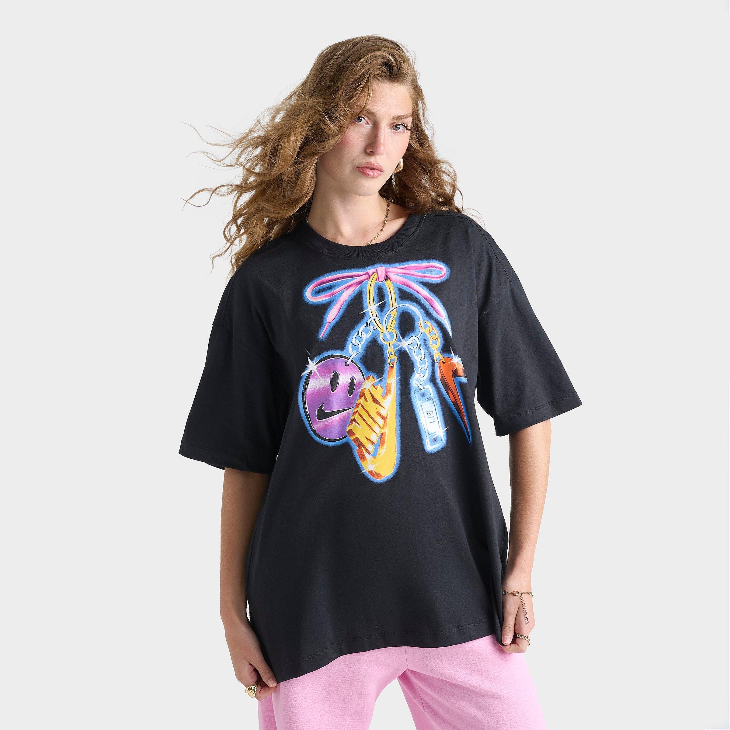 Nike Women's Sportswear Classic Lace Charm Oversized T-Shirt in Black Size: Medium