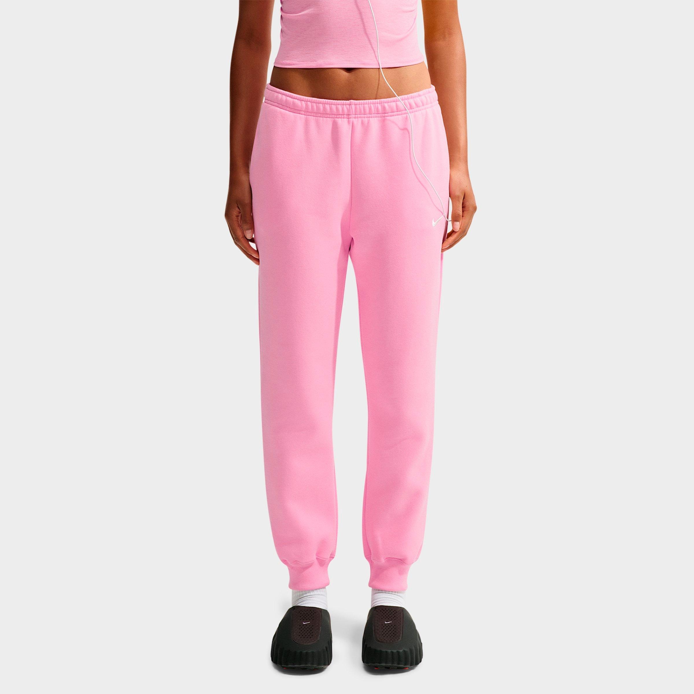 Nike Women's Studio Fleece Medium-Weight Mid-Rise Jogger Pants in Pink Rise/Sail Size: XS