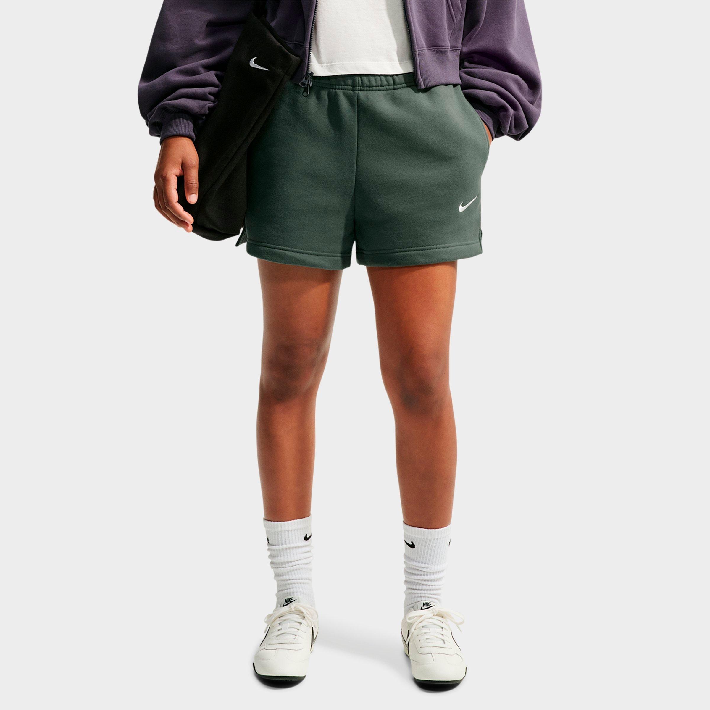 Nike Women's Studio Fleece Medium-Weight Mid-Rise Shorts in Camo Green/Sail Size: XS
