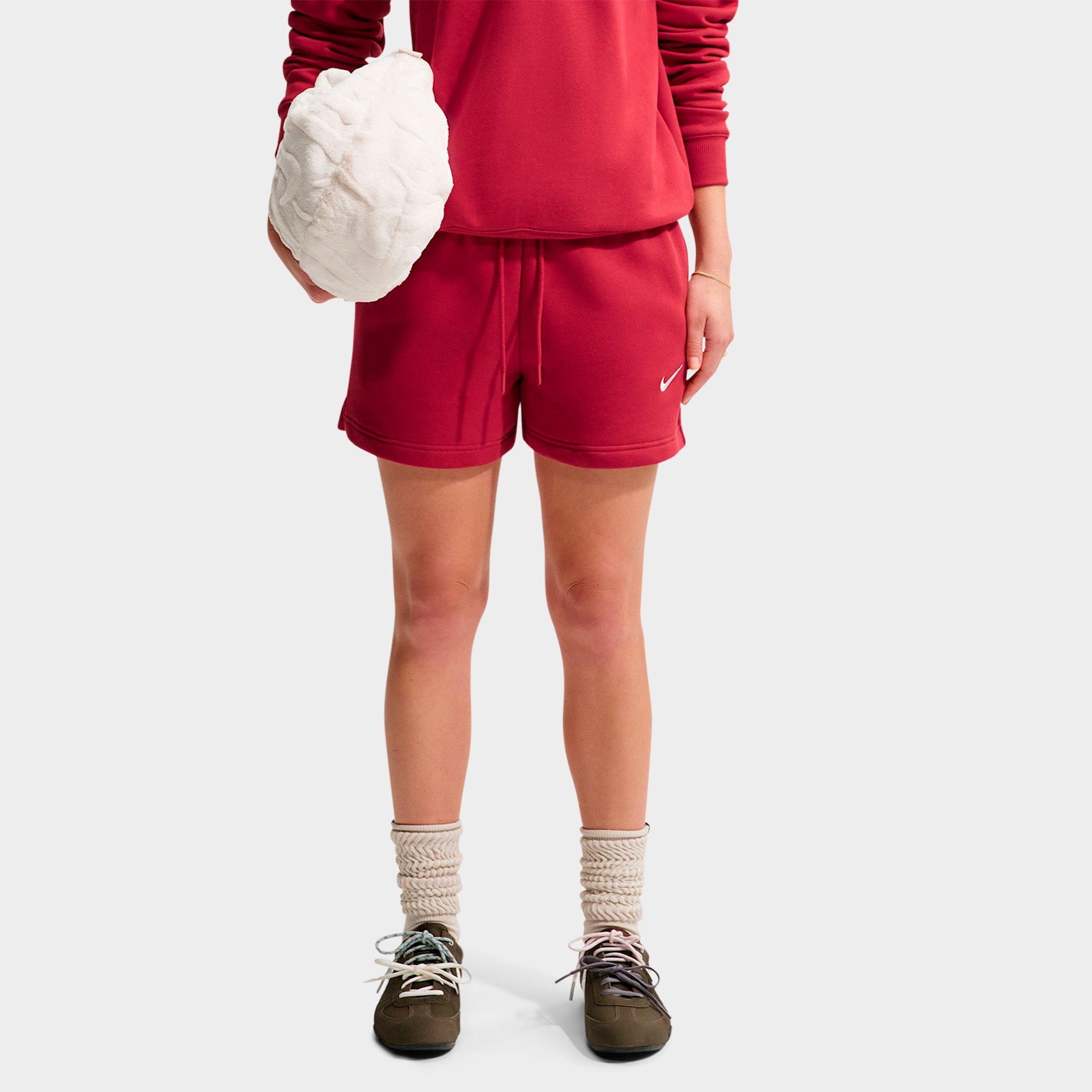 Nike Women's Studio Fleece Medium-Weight Mid-Rise Shorts in Tough Red/Sail Size: Small