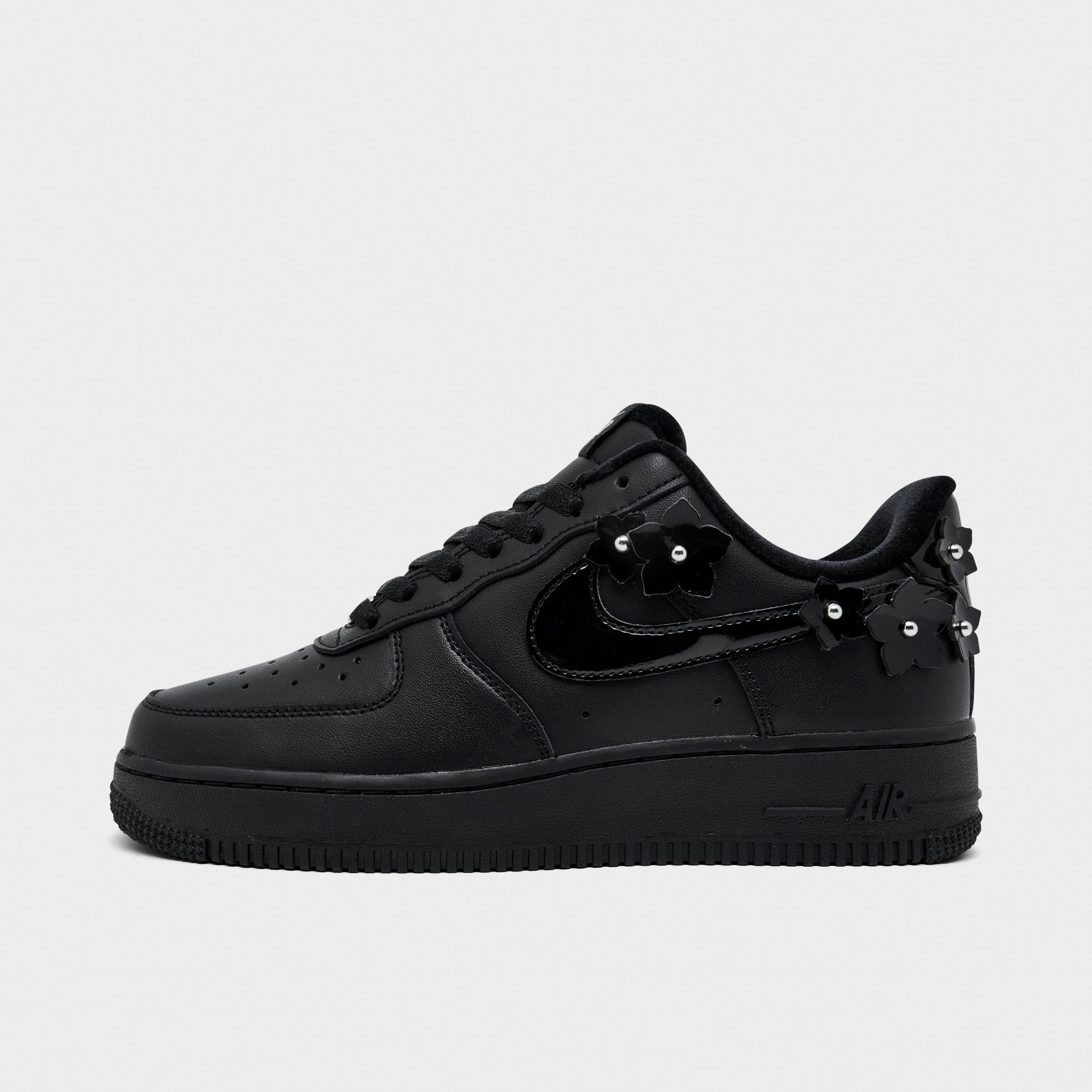 Nike Women's Air Force 1 '07 "Florette" Casual Shoes in Black/Off Noir/Metallic Silver Size: 5.0
