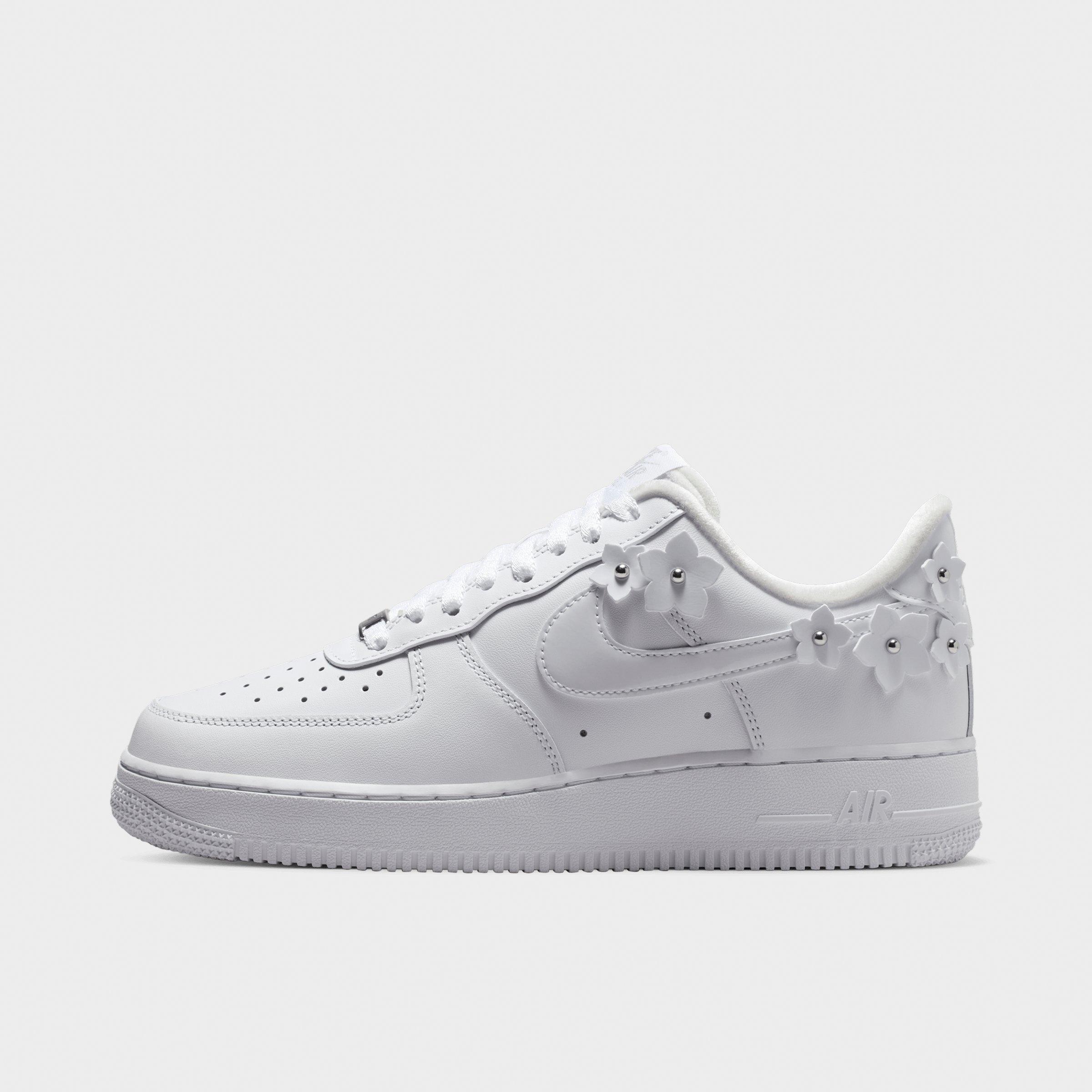 Nike Women's Air Force 1 '07 "Florette" Casual Shoes in White/Wolf Grey/Metallic Silver Size: 5.5