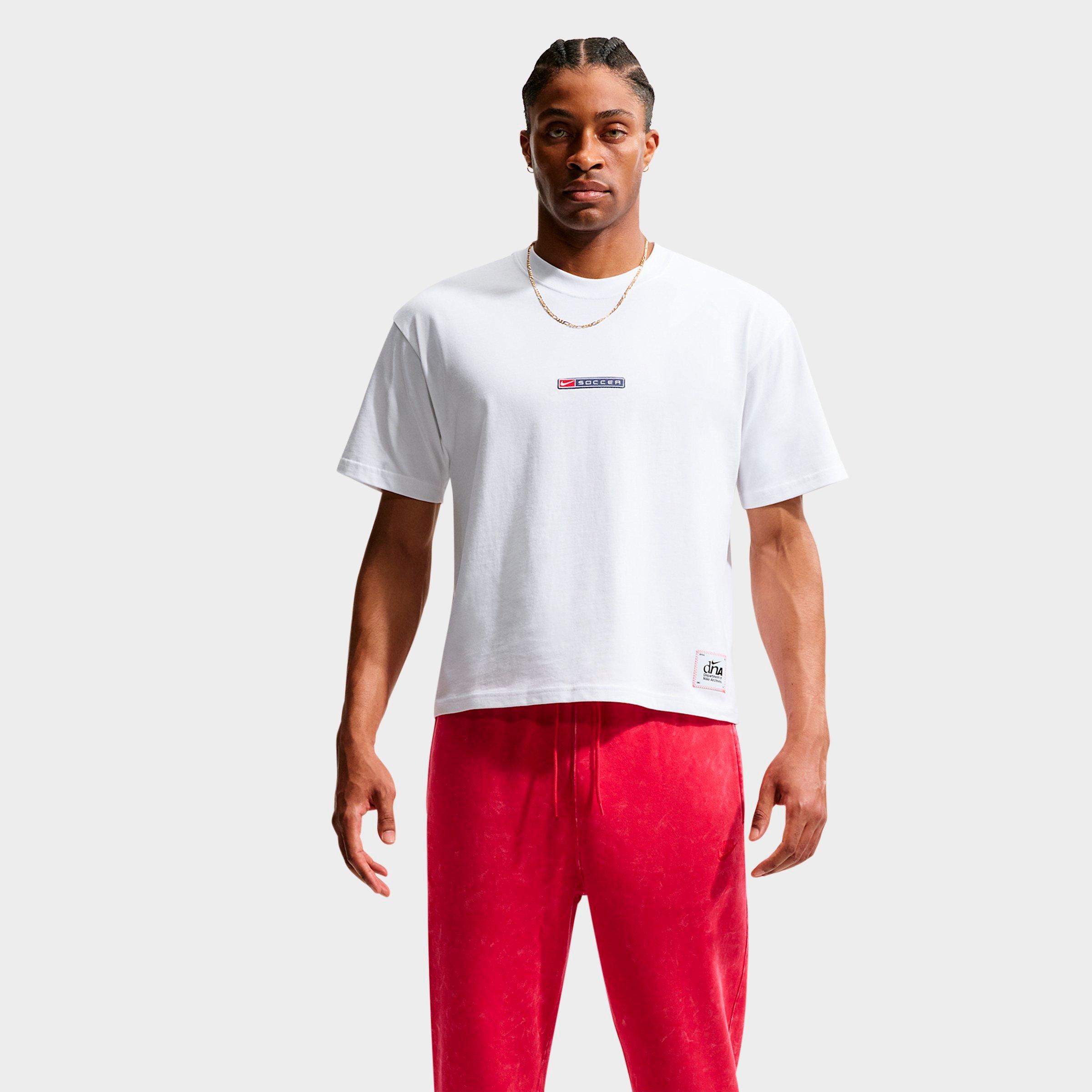 Nike Mens Sportswear Soccer T-Shirt in White/Navy/University Red Size: Medium