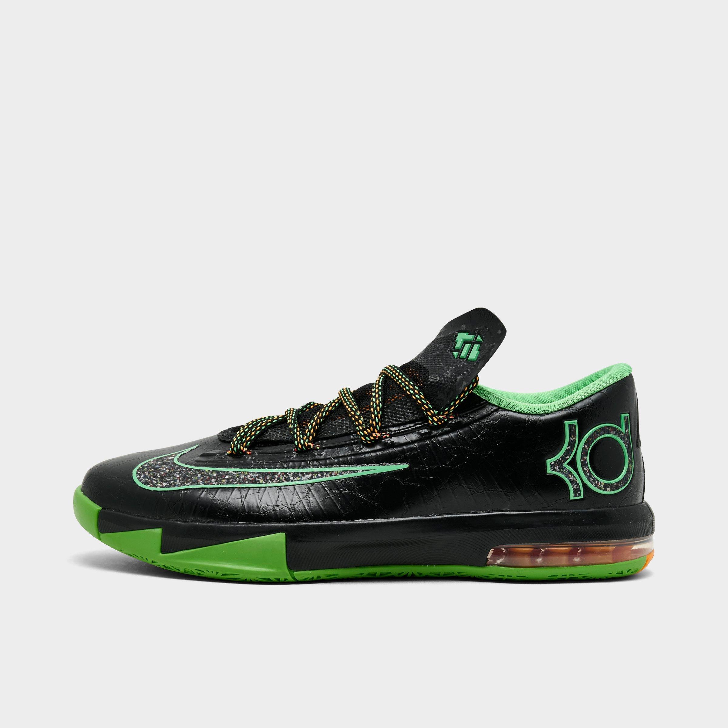 Nike Big Kids KD 6 Basketball Shoes in Black-Color/Light Lucid Green Size: 4.0