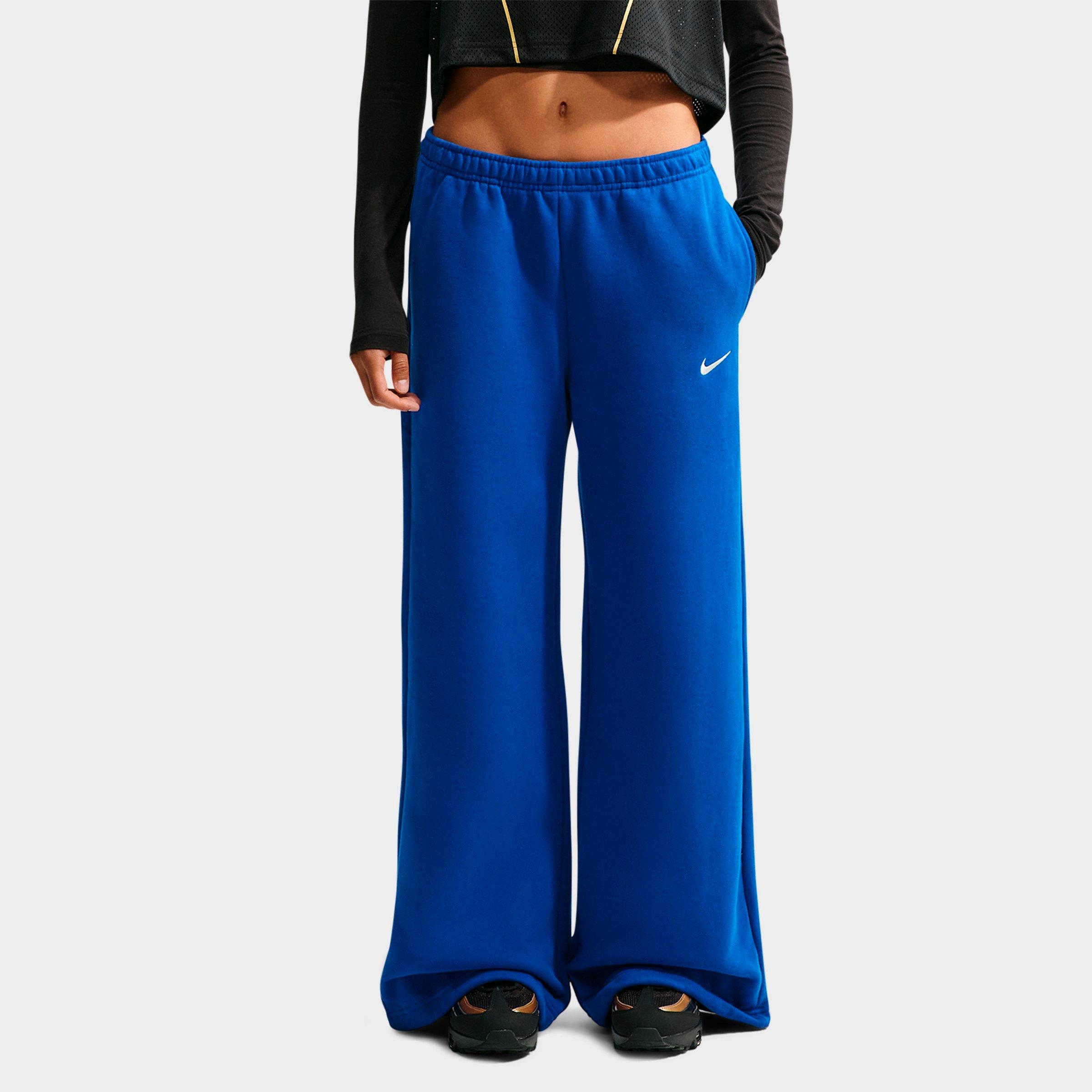 Nike Women's Studio Fleece Medium-Weight Wide-Leg Pants in Old Royal/Sail Size: 2XL