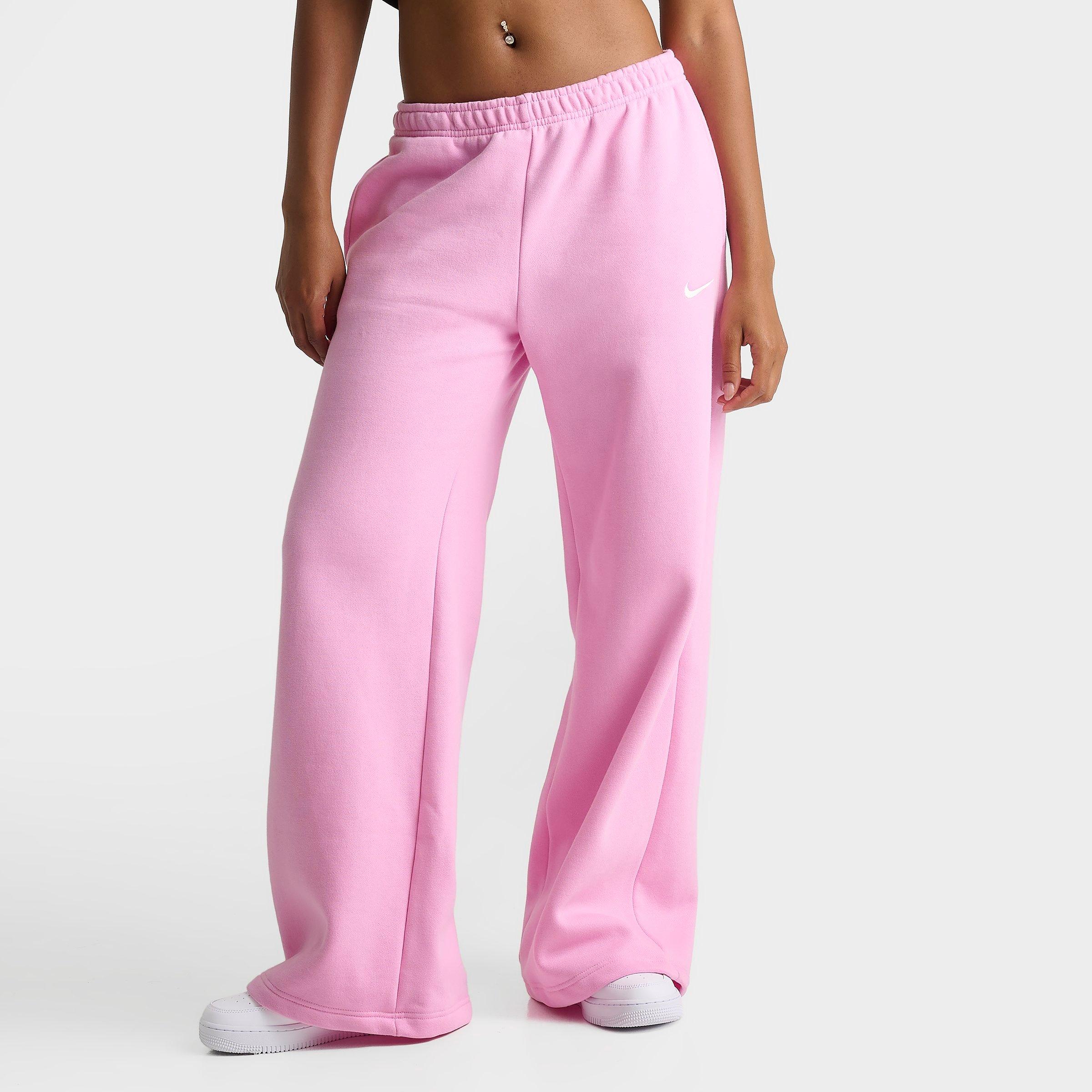 Nike Women's Studio Fleece Medium-Weight Wide-Leg Pants in Pink Rise/Sail