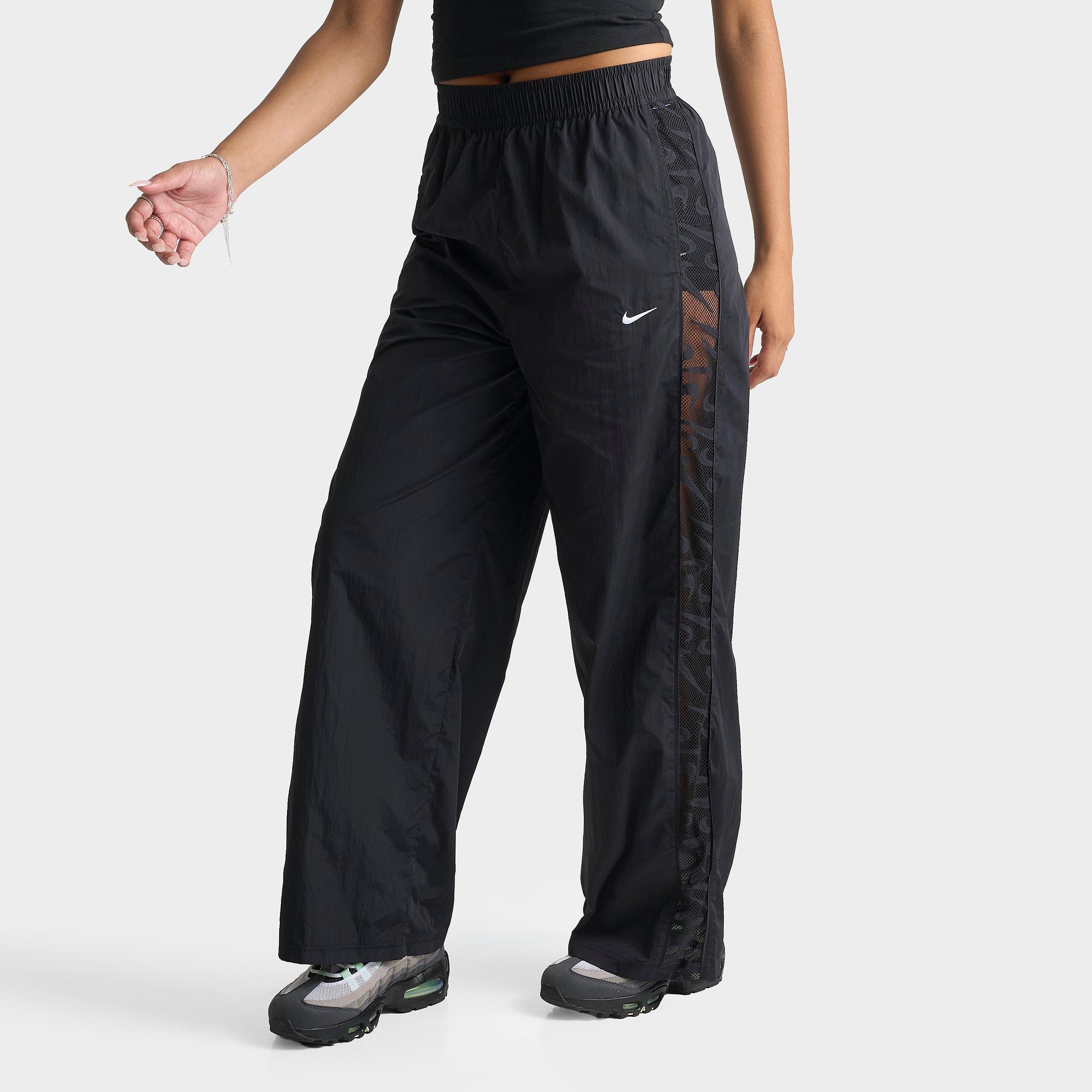 Nike Women's Sportswear Loose Mid-Rise Lace Track Pants in Black/White Size: Medium