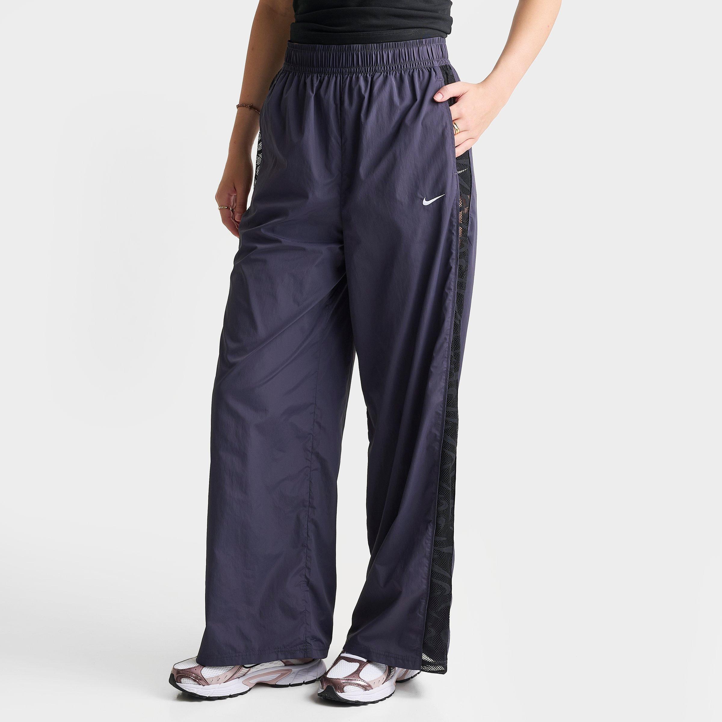 Nike Women's Sportswear Loose Mid-Rise Lace Track Pants in Gridiron/Black/White Size: Medium