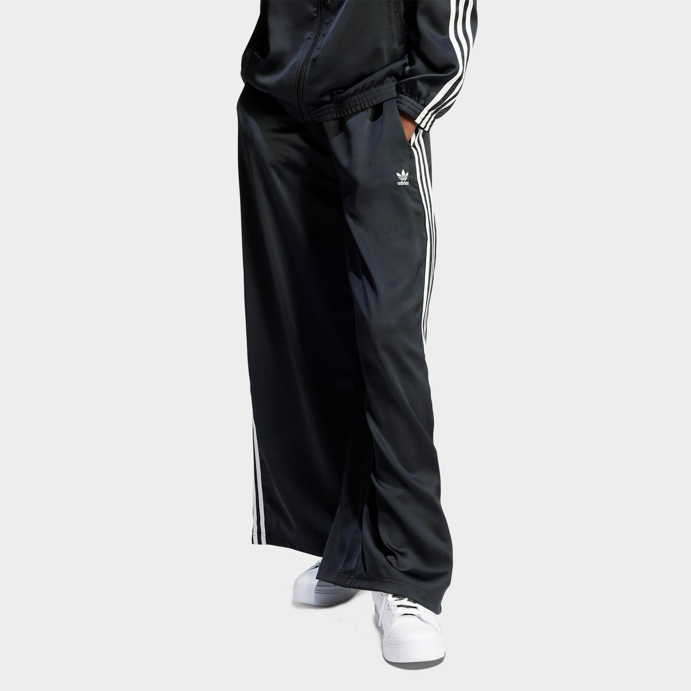 adidas Women's Originals adicolor Satin Wide Leg Track Pants in Black Size: 0