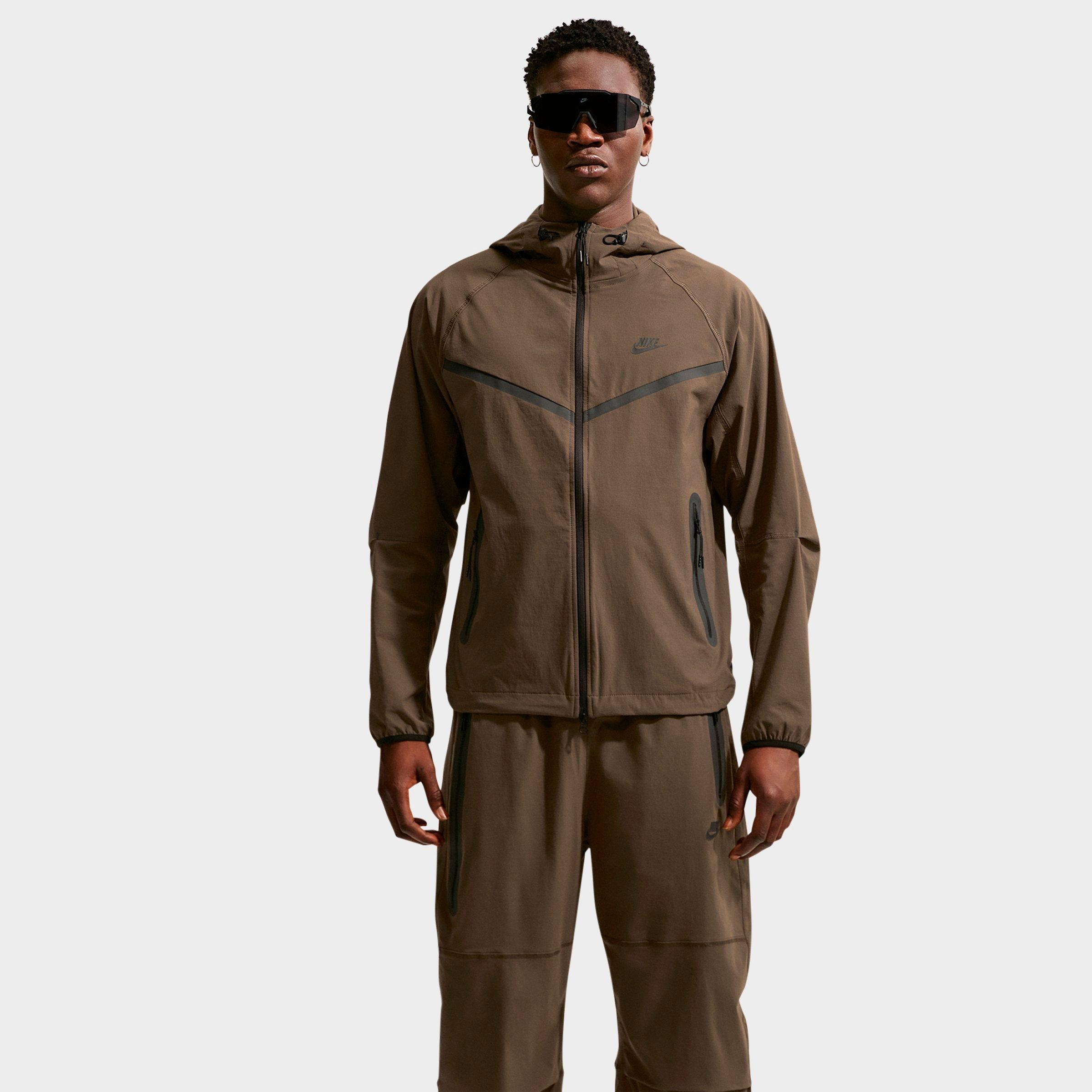 Nike Men's Tech Dri-FIT Woven Full-Zip Windrunner Jacket in Dark Hazel/Dark Hazel/Black Size: 3XL