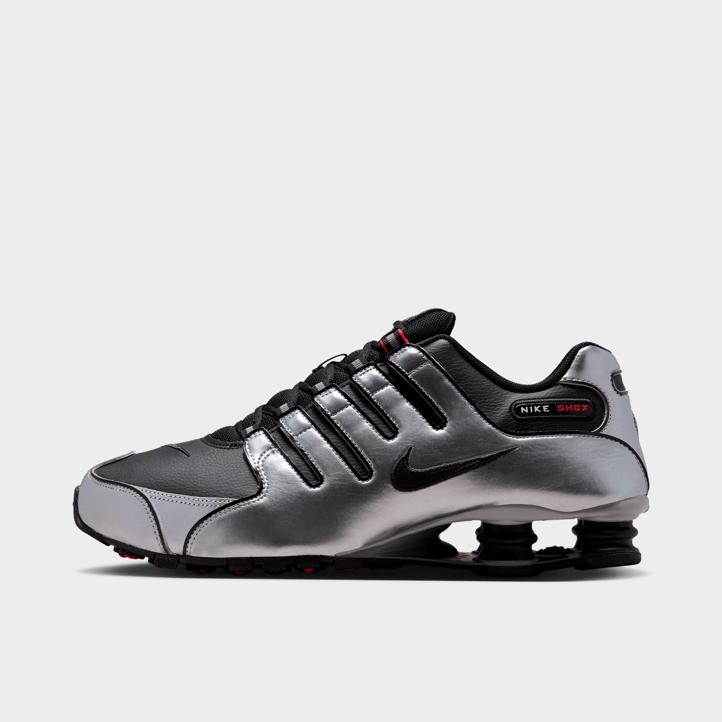 Nike Men's Shox NZ Casual Shoes in Black/Metallic Silver/University Red Size: 8.5