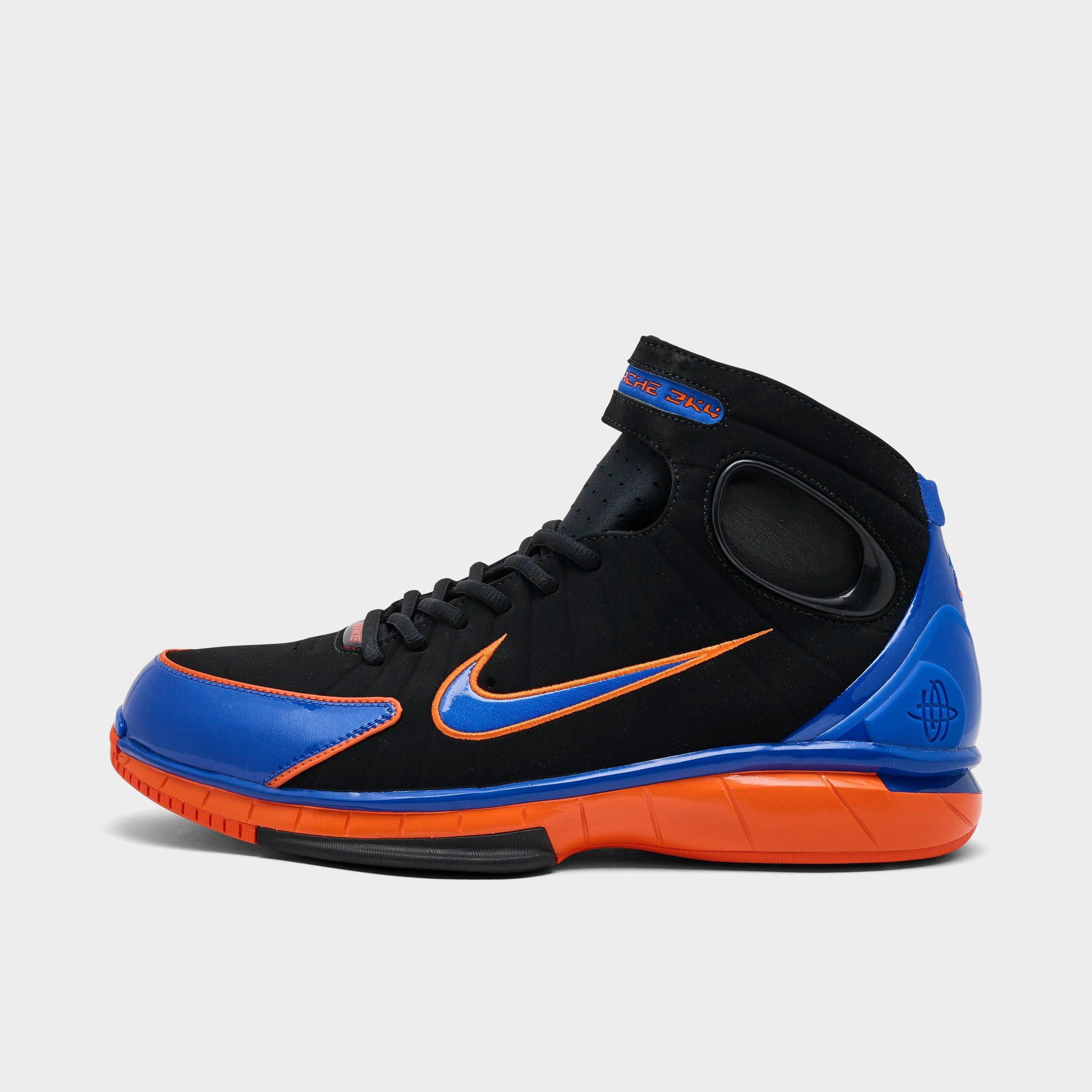 Nike Mens Air Zoom Huarache 2K4 PE Penny Hardaway Basketball Shoes in Black/Varsity Royal/Safety Orange Size: 9.0