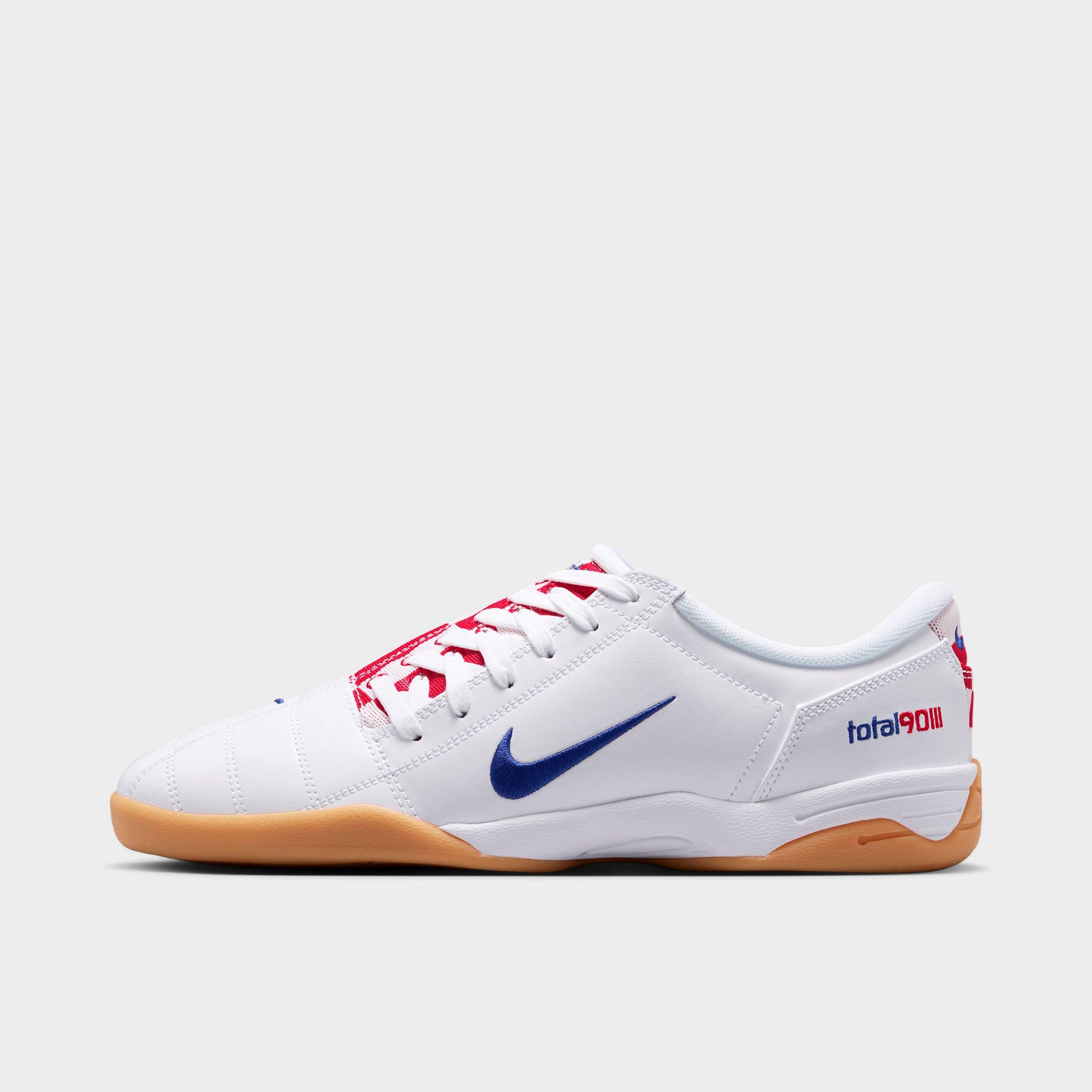 Nike Men's Total 90 Premium Checkered Casual Shoes in White/University Red/Gum Yellow Size: 11.5