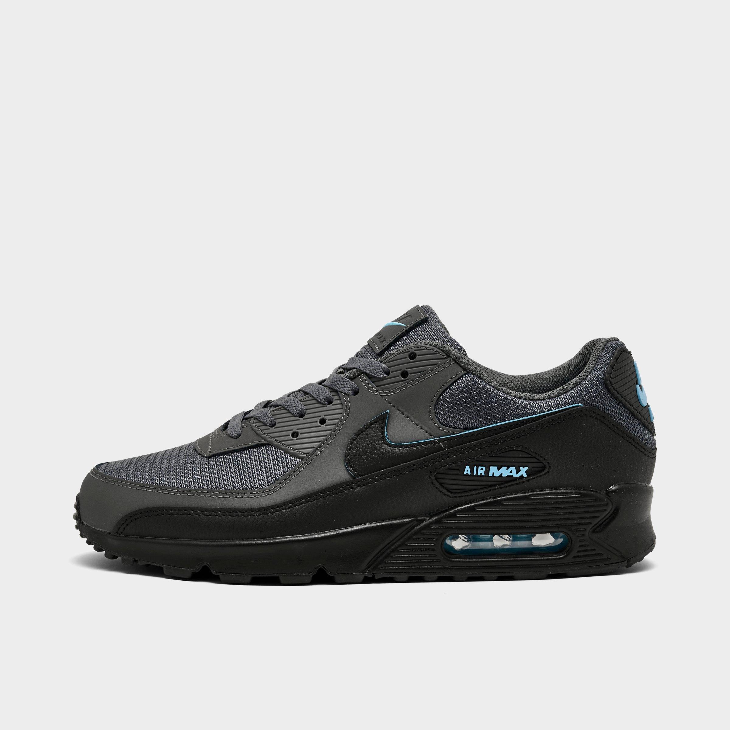 Nike Men's Air Max 90 Casual Shoes in Light Smoke Grey/Black/Football Blue Size: 7.5