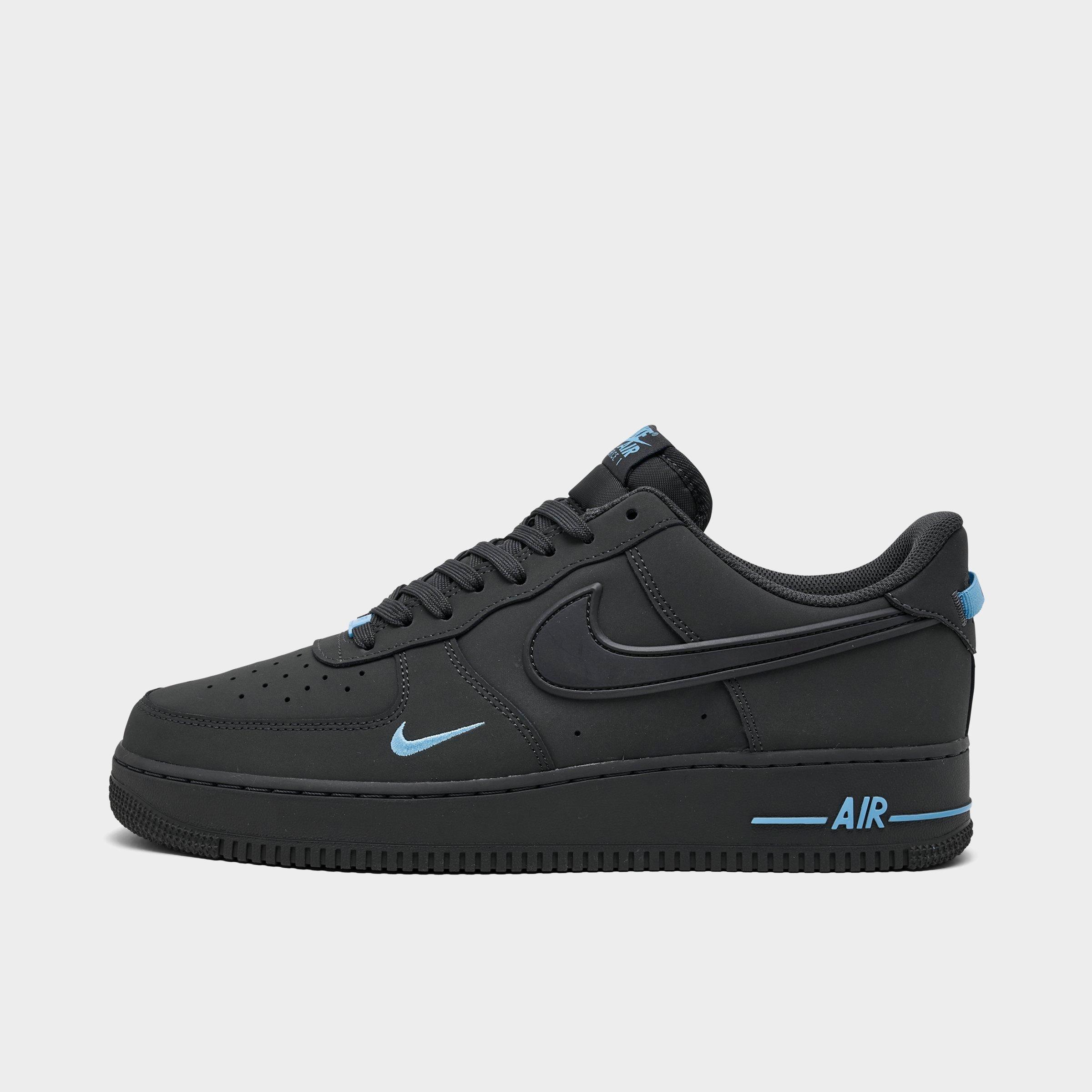 Nike Men's Air Force 1 '07 Casual Shoes in Anthracite/Anthracite/Football Blue Size: 9.5