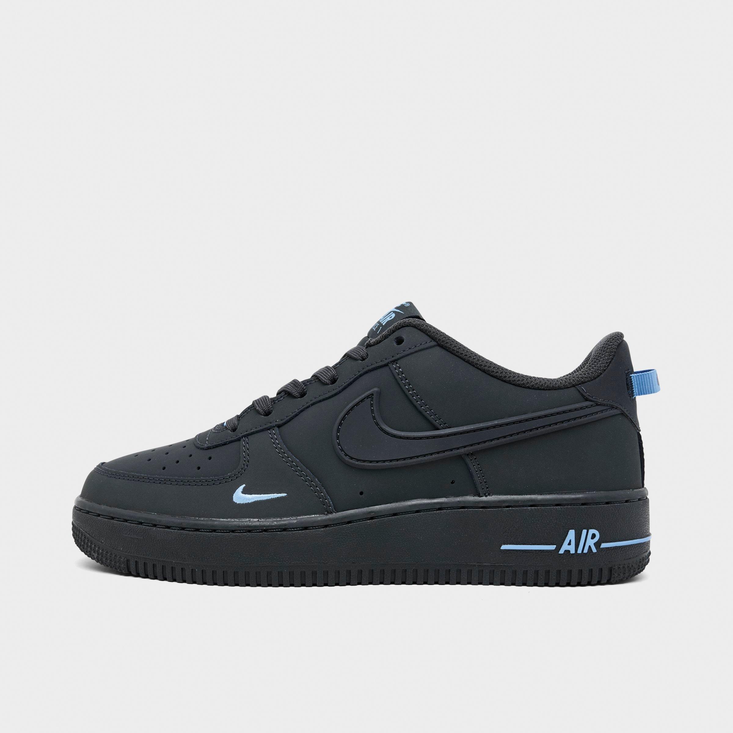 Nike Big Kids Air Force 1 Low Casual Shoes in Black/Football Blue Size: 5.5