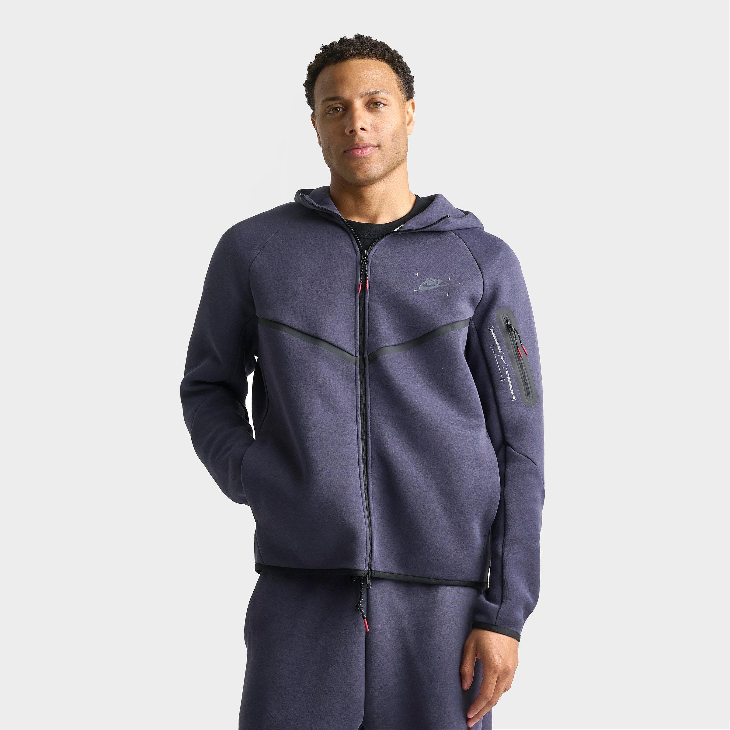 Nike Men's Tech Fleece Windrunner Graphic Full-Zip Hoodie in Gridiron/Black Size: XL