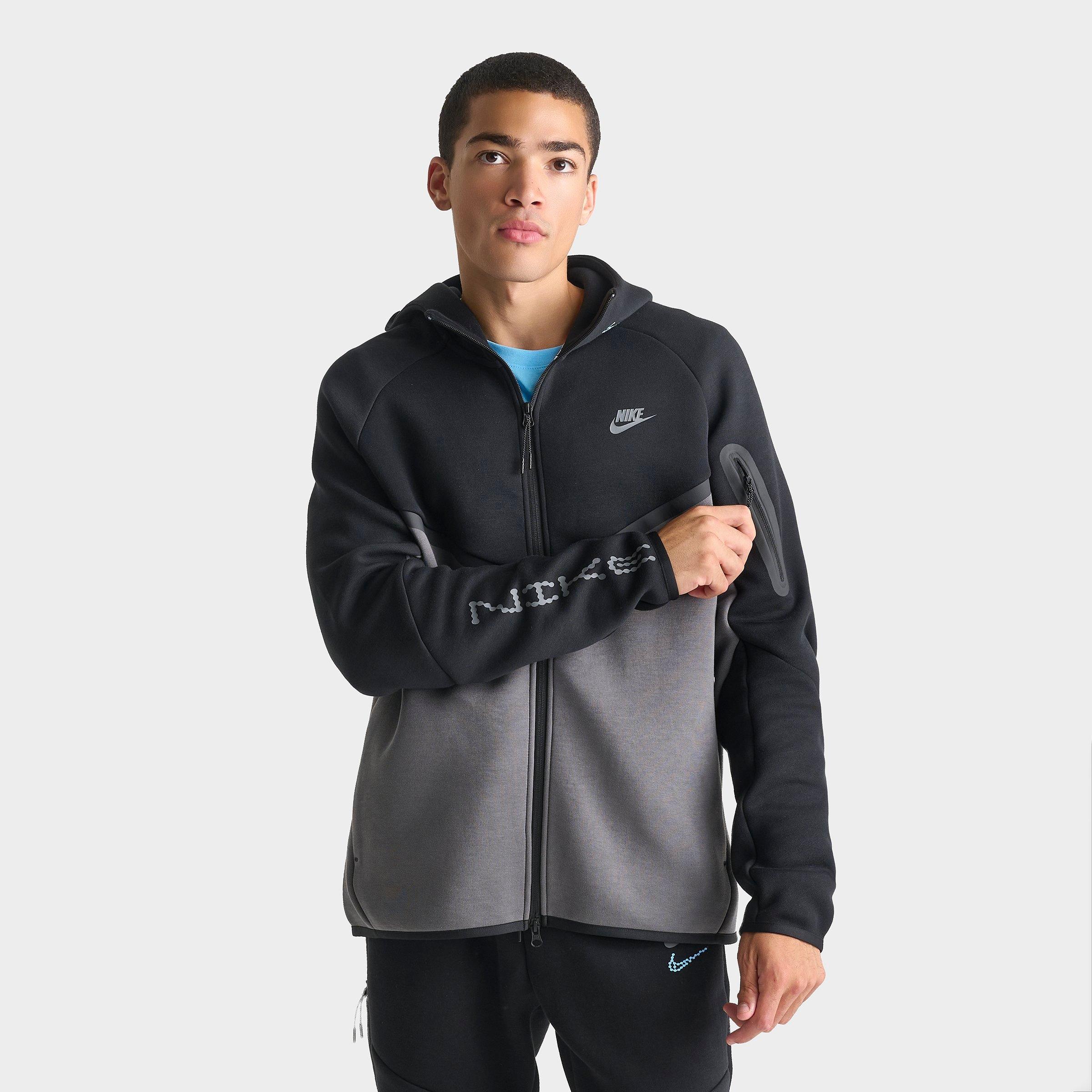 Nike Men's Tech Fleece Windrunner Digital Graphic Full-Zip Hoodie in Black/Iron Grey Size: XL