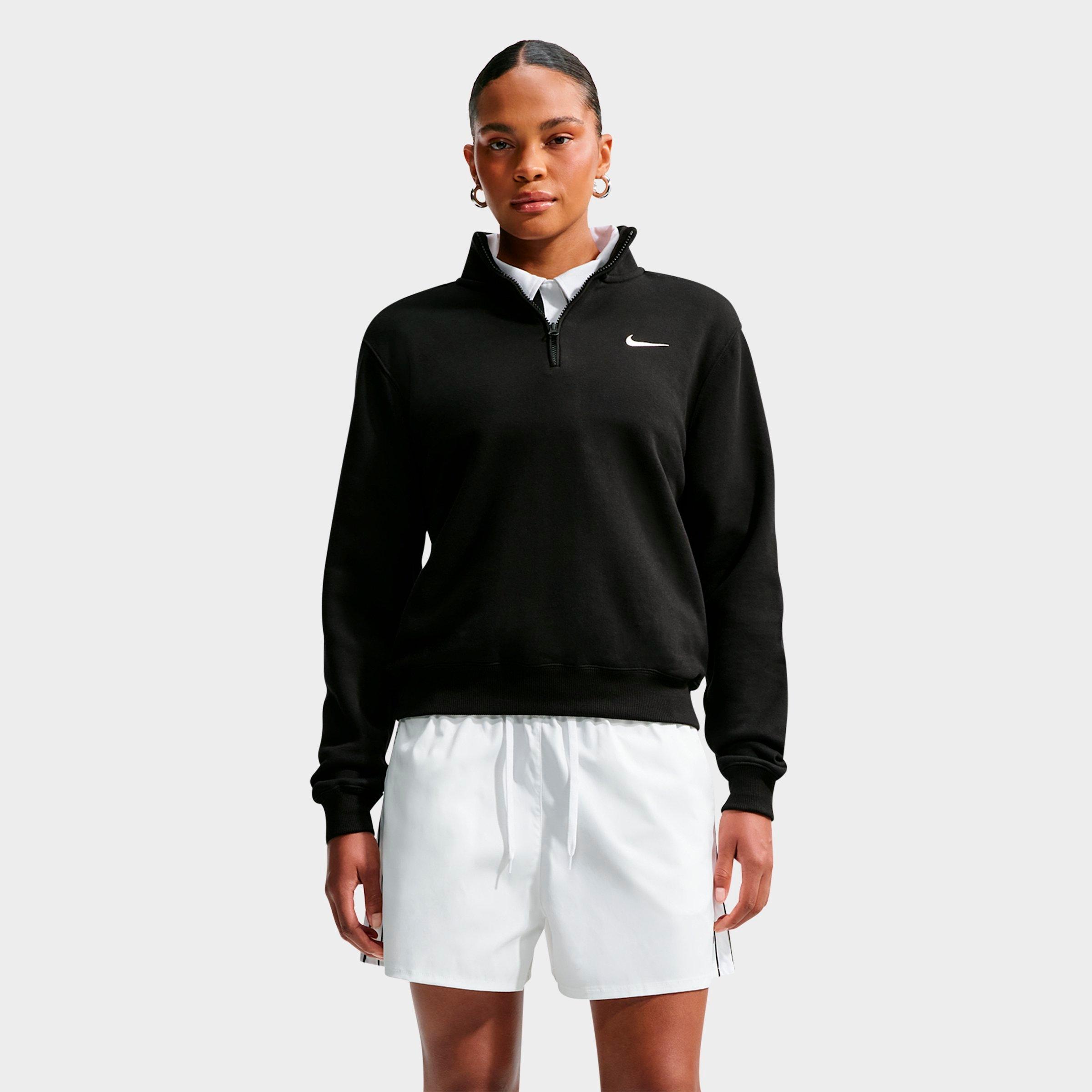Nike Women's Studio Fleece Medium-Weight Quarter-Zip Jacket in Total Black/Sail Size: 2XL