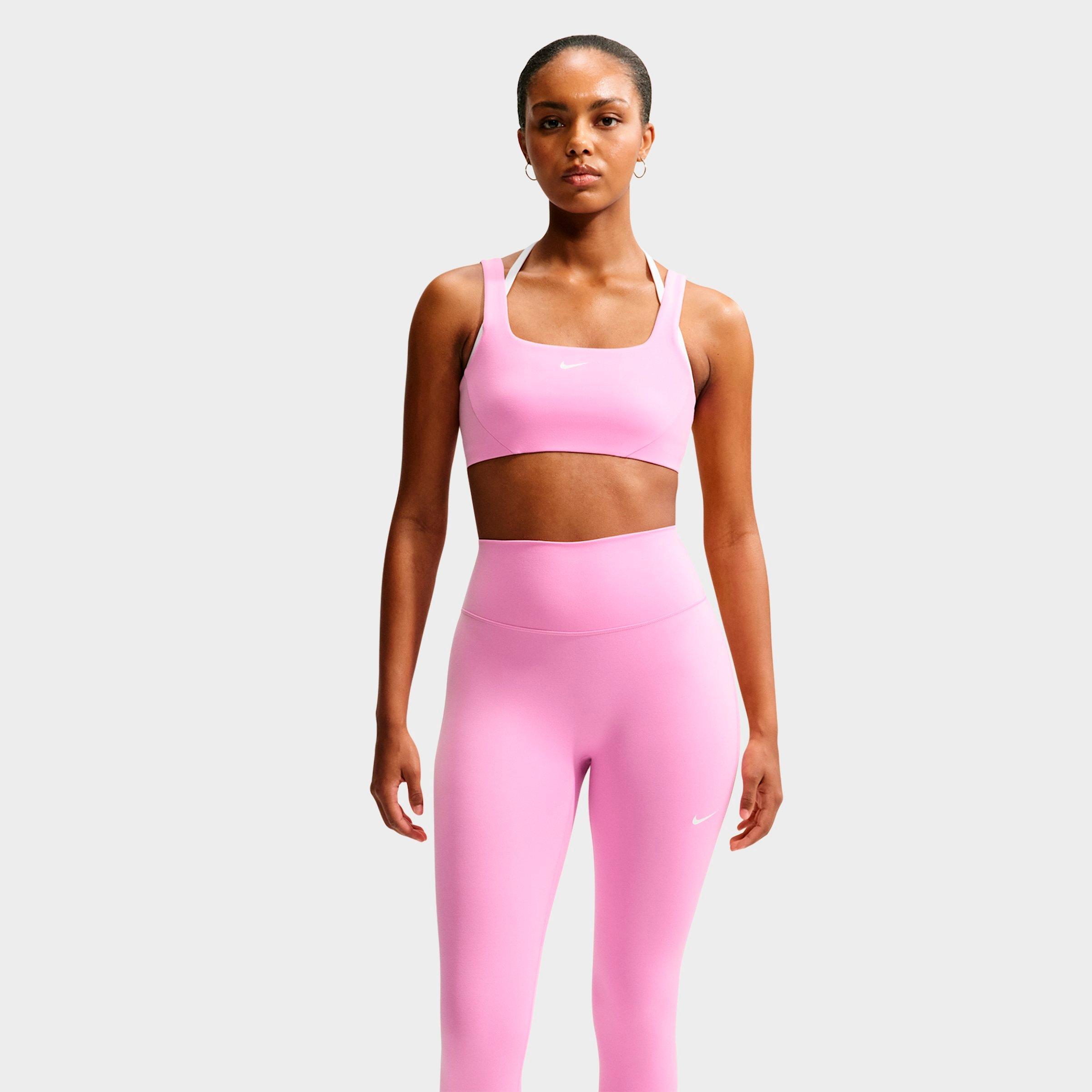 Nike Women's One Light-Support Strappy Sports Bra in Pink Rise/White Size: Large