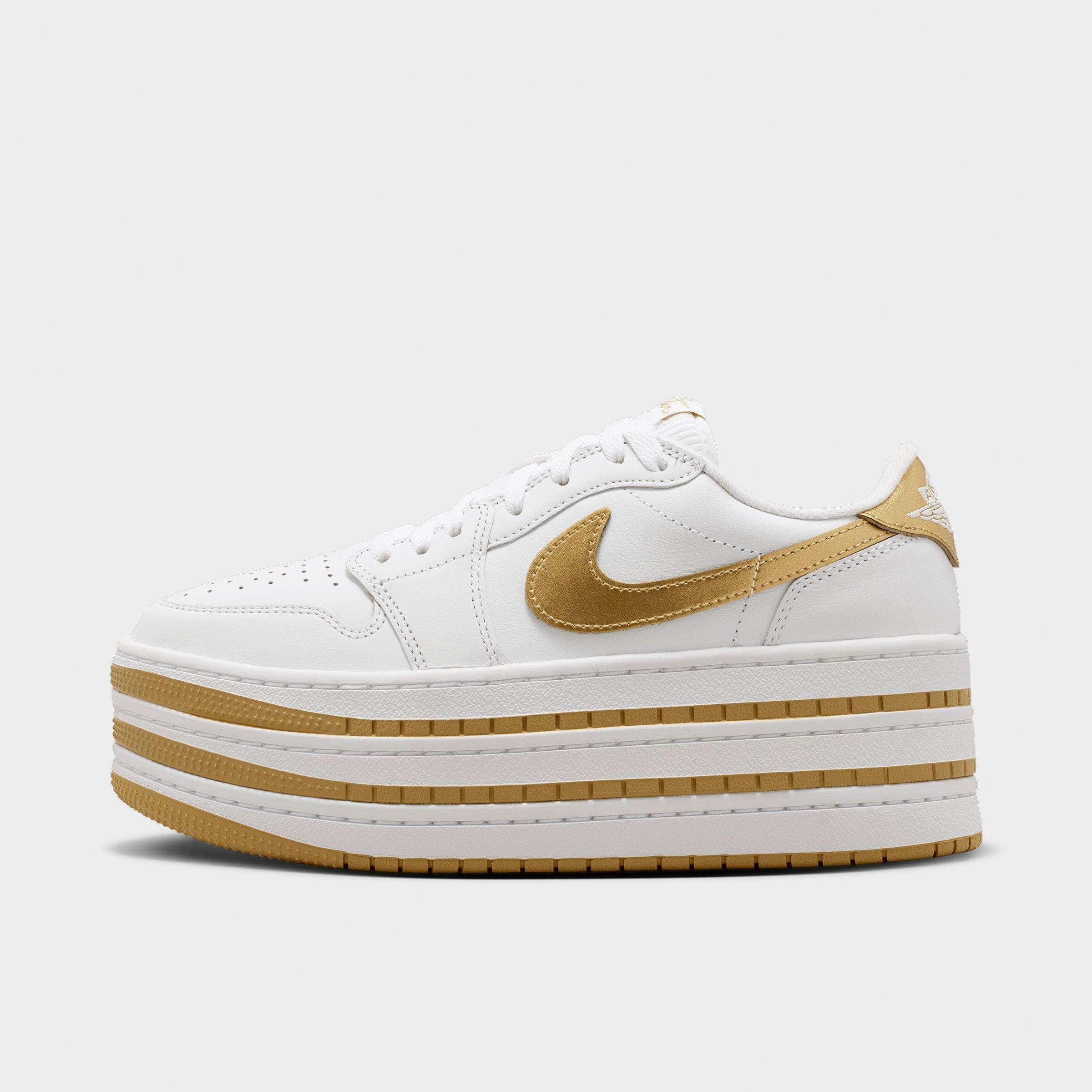 Jordan Women's Air 1 Low Triple Stack SE Casual Shoes in White/Metallic Gold/White Size: 10.5