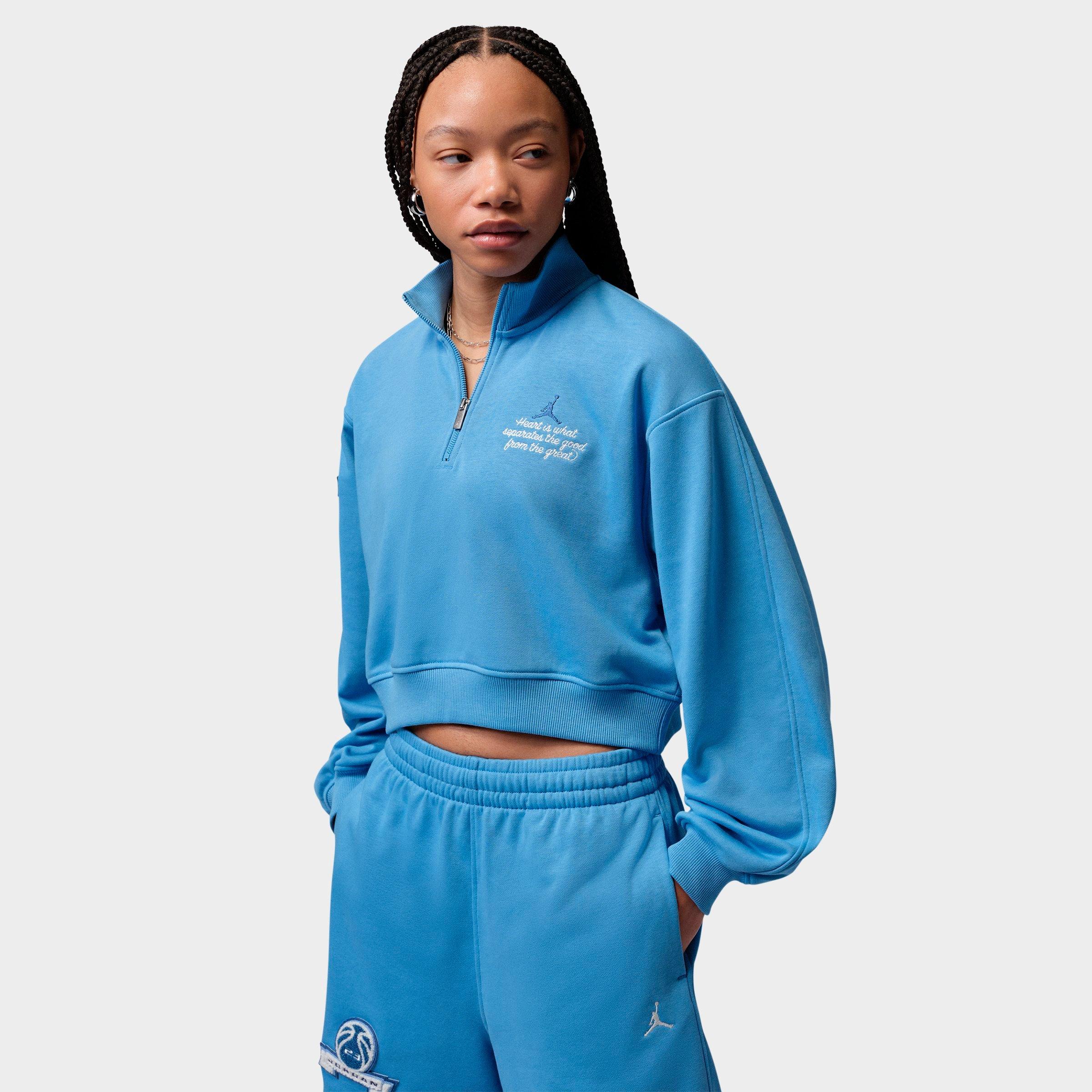 Jordan Women's Brooklyn Fleece Cropped Quarter-Zip Top in Blue Beyond/True Blue Size: Large
