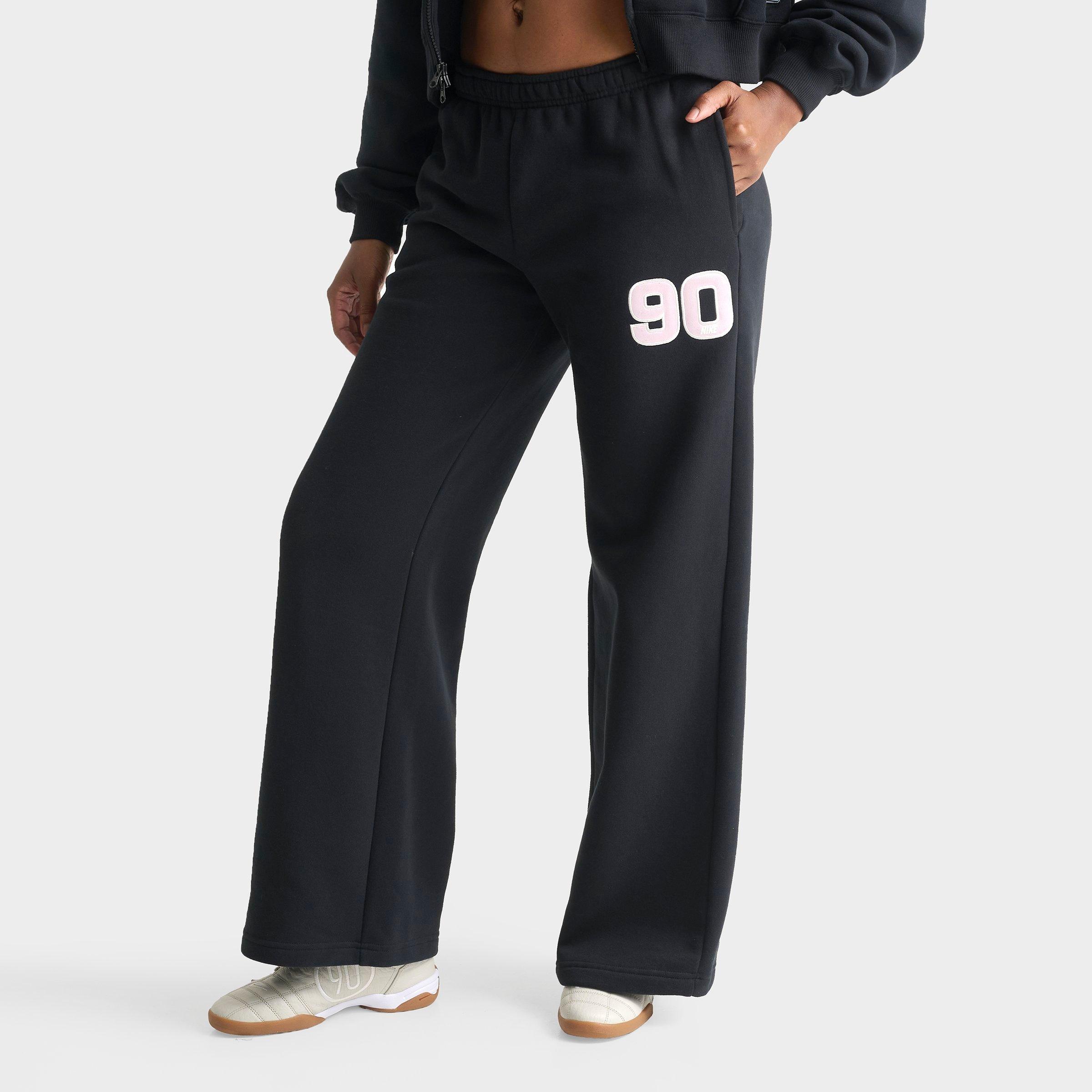 Nike Women's Studio Fleece Medium-Weight "90" Mid-Rise Wide-Leg Pants in Pink Foam Size: XL
