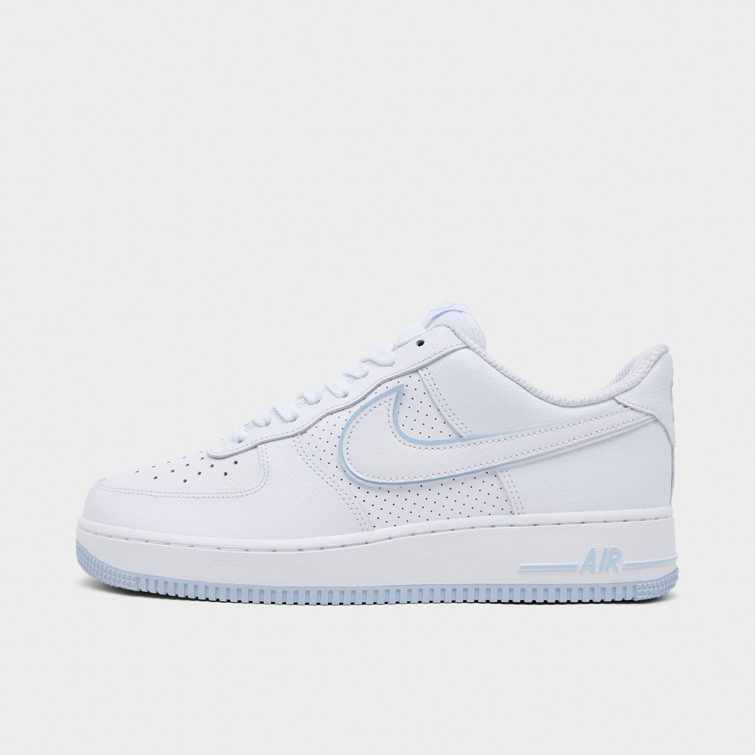 Nike Men's Air Force 1 '07 LV8 Casual Shoes in White/Hydrogen Blue/White Size: 10.0