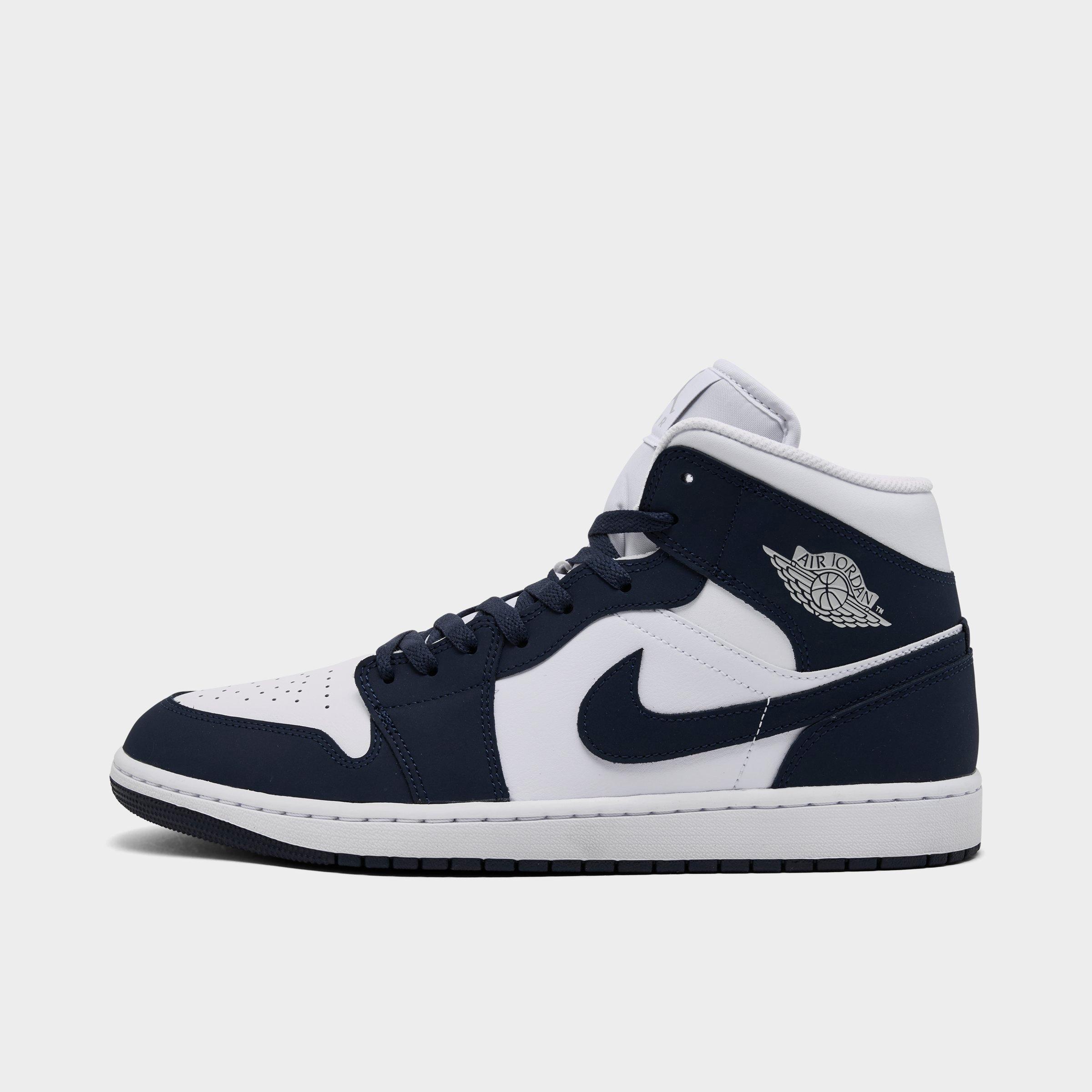 Jordan Men's Air Retro 1 Mid Casual Shoes in Obsidian/White/Grey Fog Size: 12.5