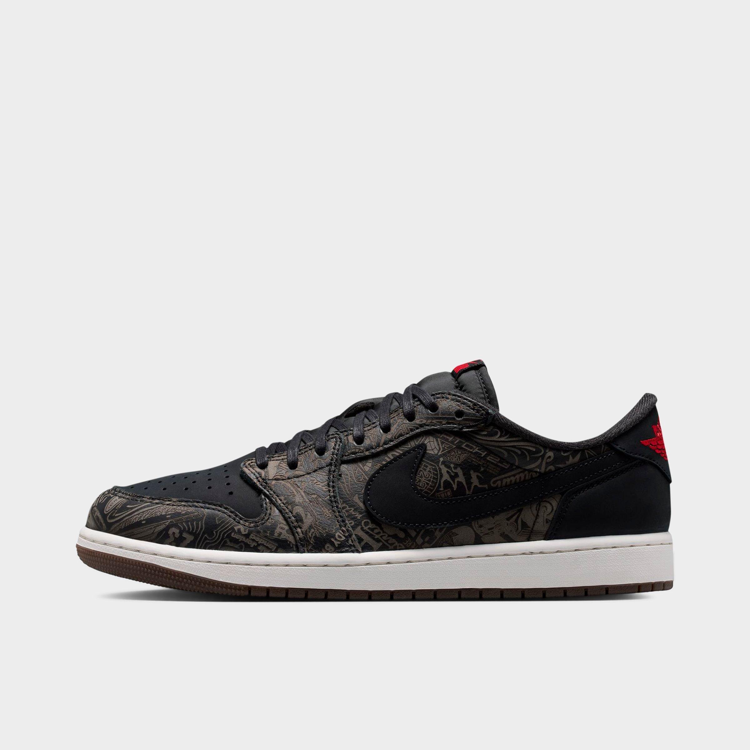 Jordan Men's Air Retro 1 Low OG SE Laser Casual Shoes in Black/University Red/Palomino Size: 10.0